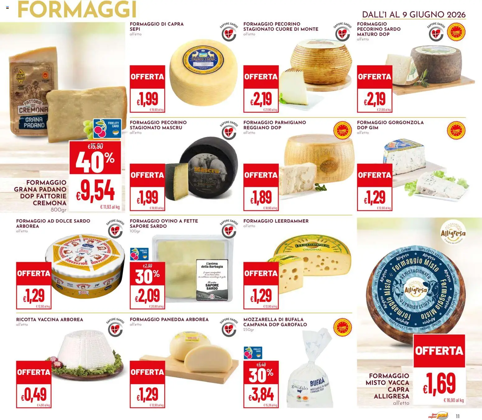 Volantino Pan del 01.06.2026 | Pagina: 11 | Prodotti: Mozzarella, Ricotta, Gorgonzola, Ovino