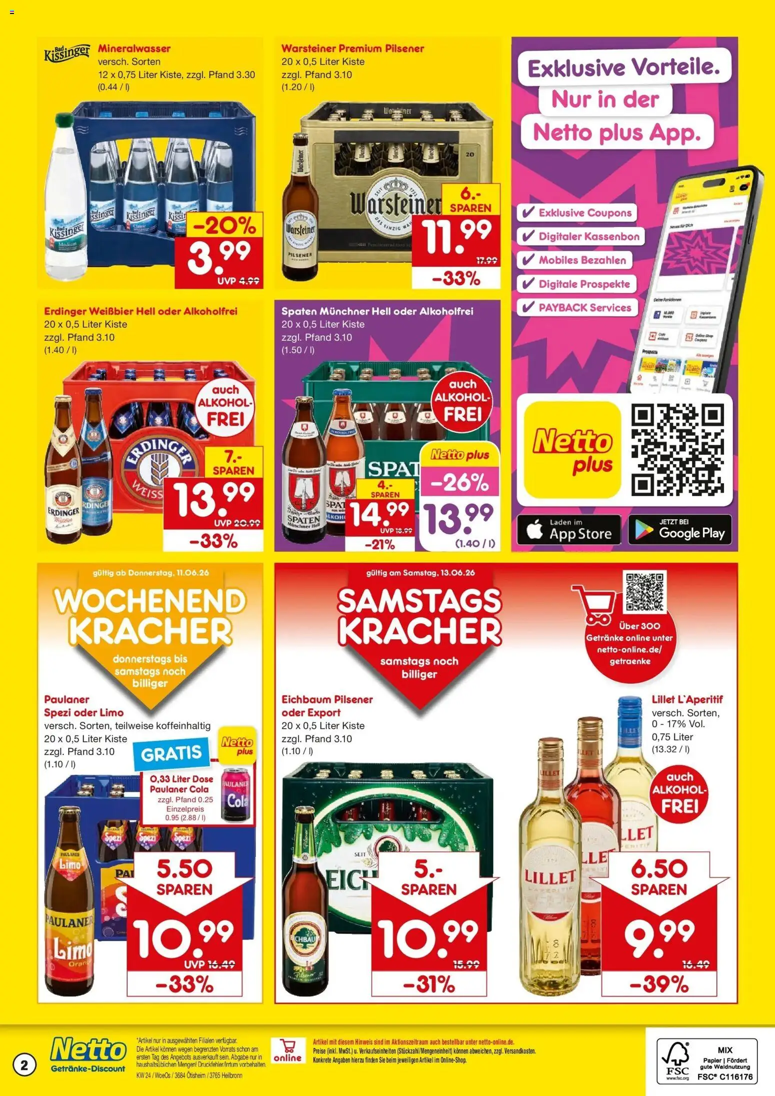 Netto Marken-Discount Prospekt Heilbronn – gültig ab 08.06.2026 | Seite: 2 | Produkte: Bad, Mineralwasser, Lillet, Warsteiner