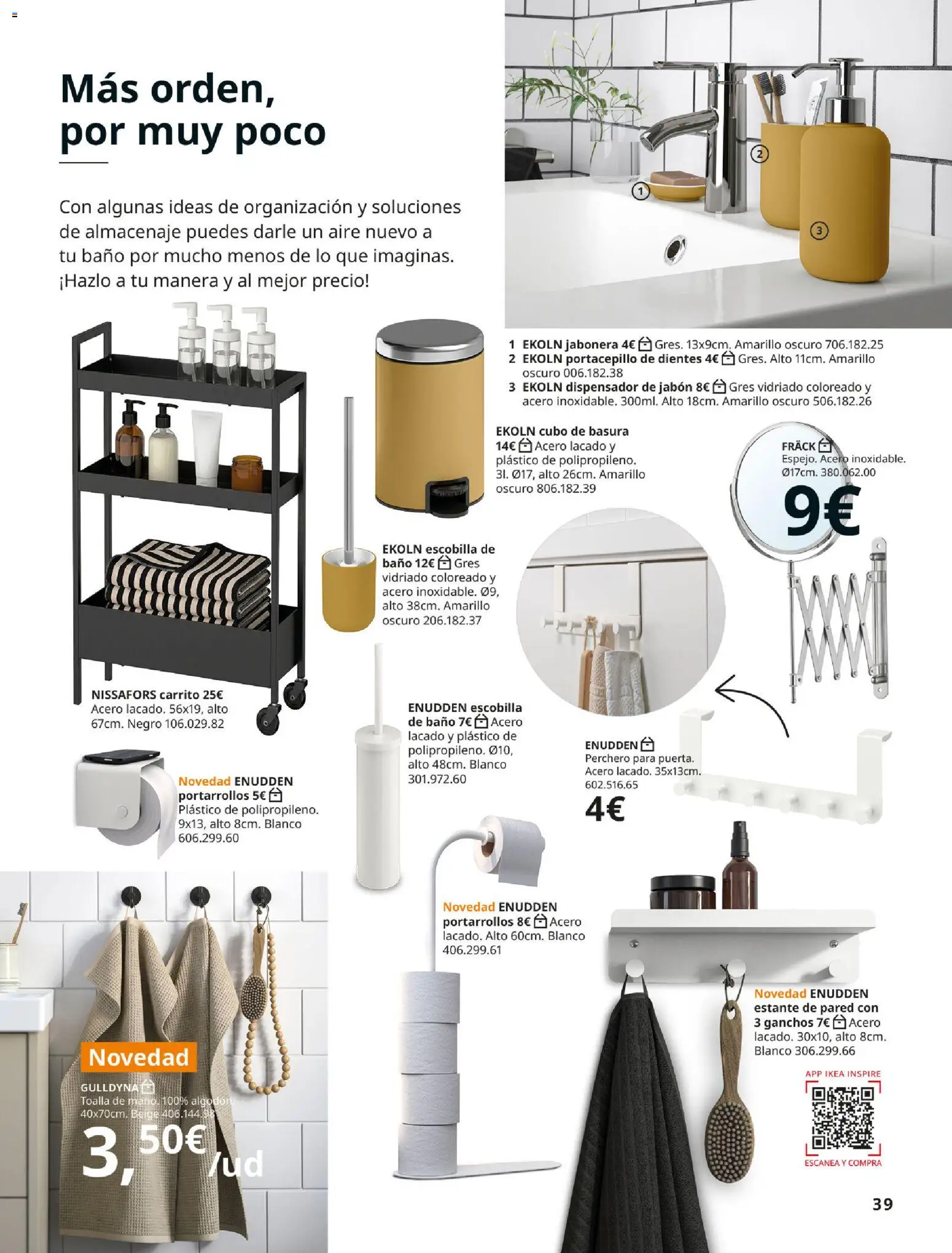 IKEA - Precios bajos │ válido desde el 01/09/2026 | Página: 39 | Productos: Dispensador, Almacenaje, Baño, Cubo de basura