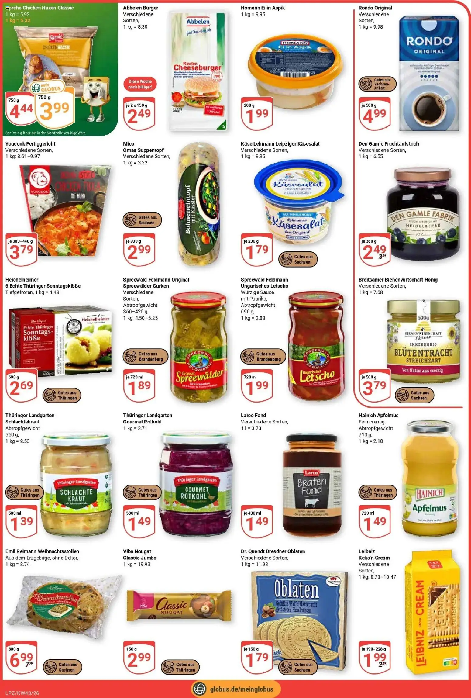 Globus Prospekt Leipzig (ab 19.10.2026) » Angebote online | Seite: 3 | Produkte: Youcook, Käse, Rotkohl, Apfelmus