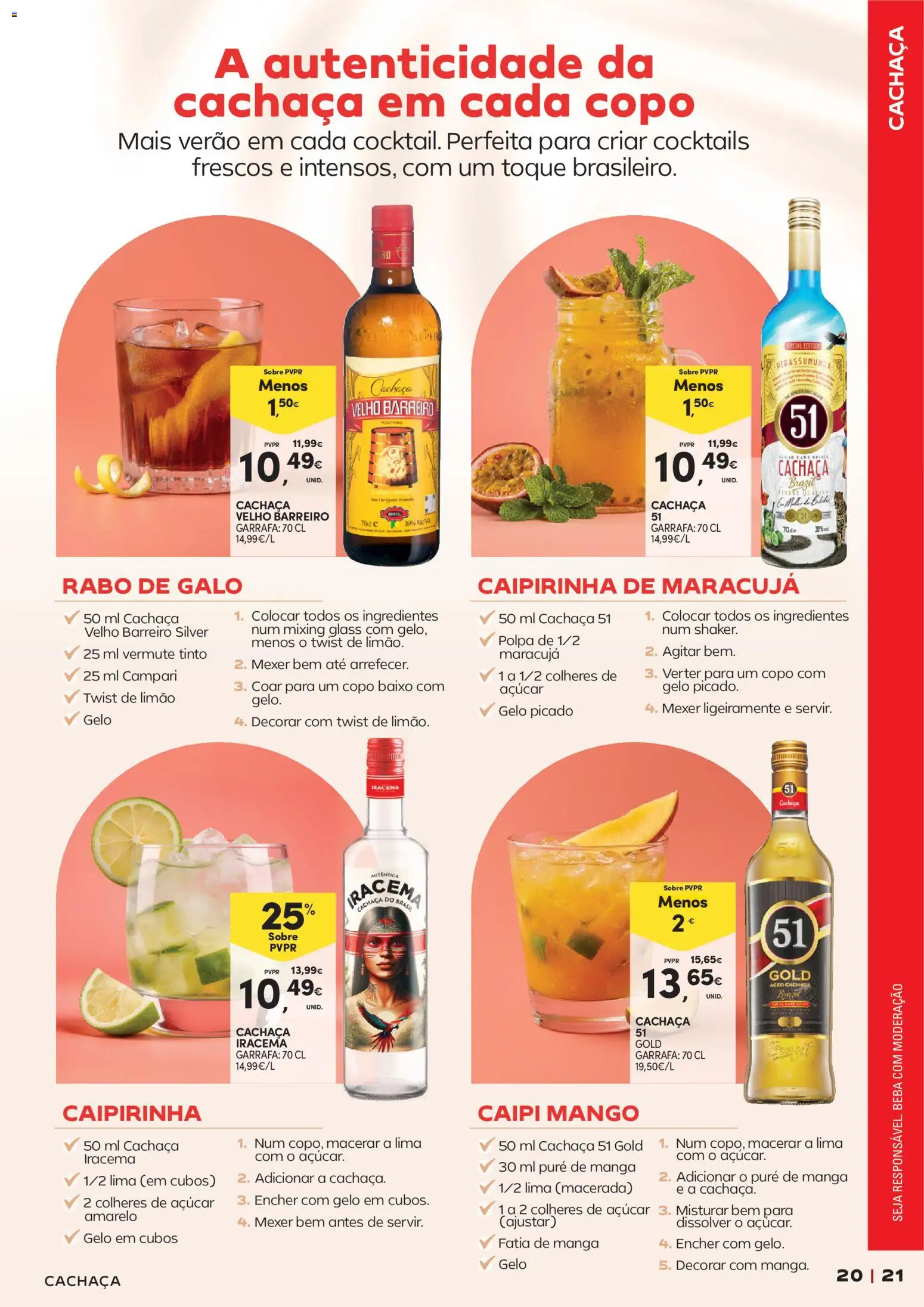 Continente - Cocktails │ válido de 14/07/2026 | Página: 21 | Produtos: Vermute, Cachaça, Açúcar, Colheres