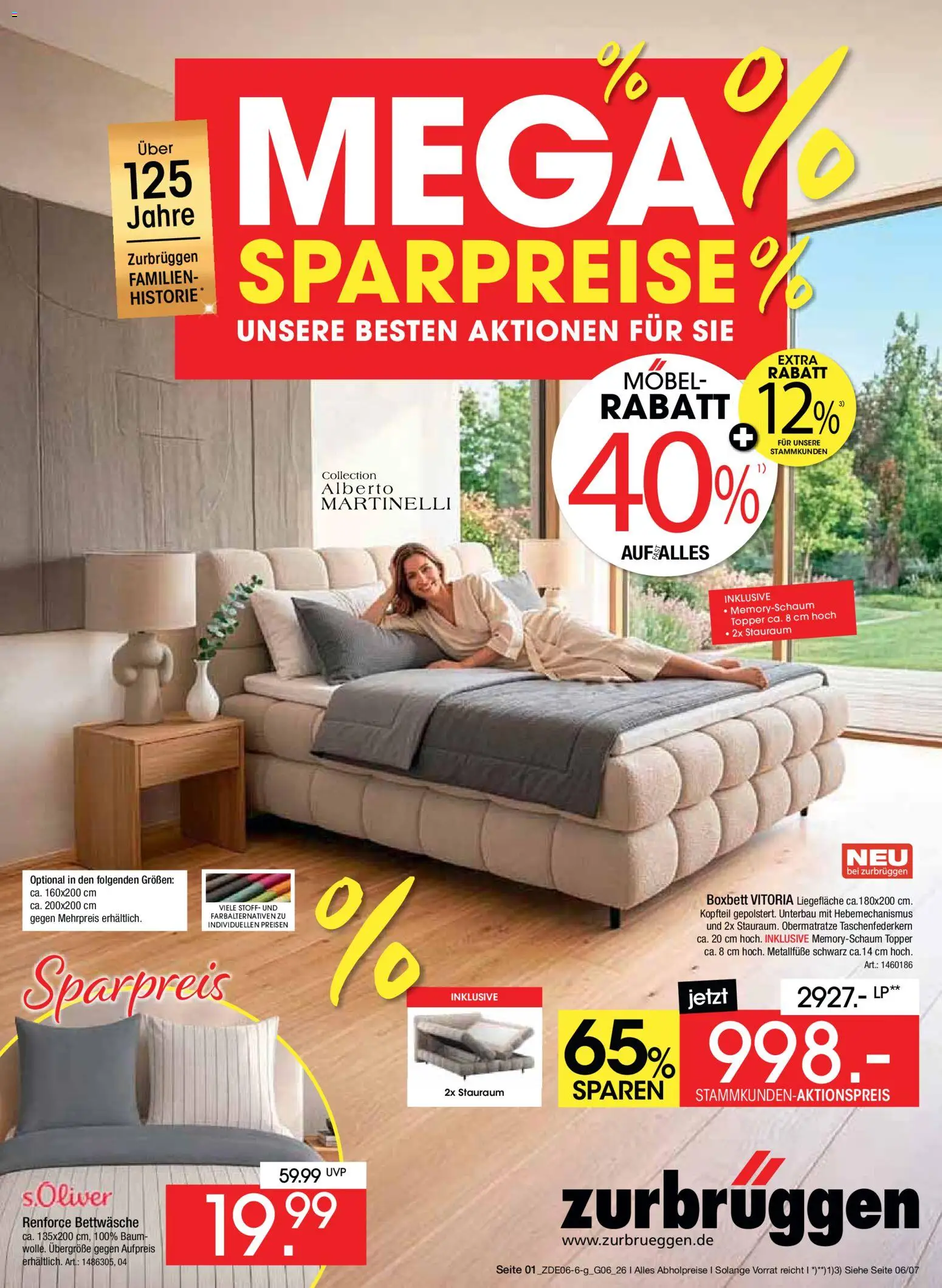 Zurbrüggen Mega Sparpreise – gültig ab 08.06.2026 | Seite: 1 | Produkte: Topper, Bettwäsche
