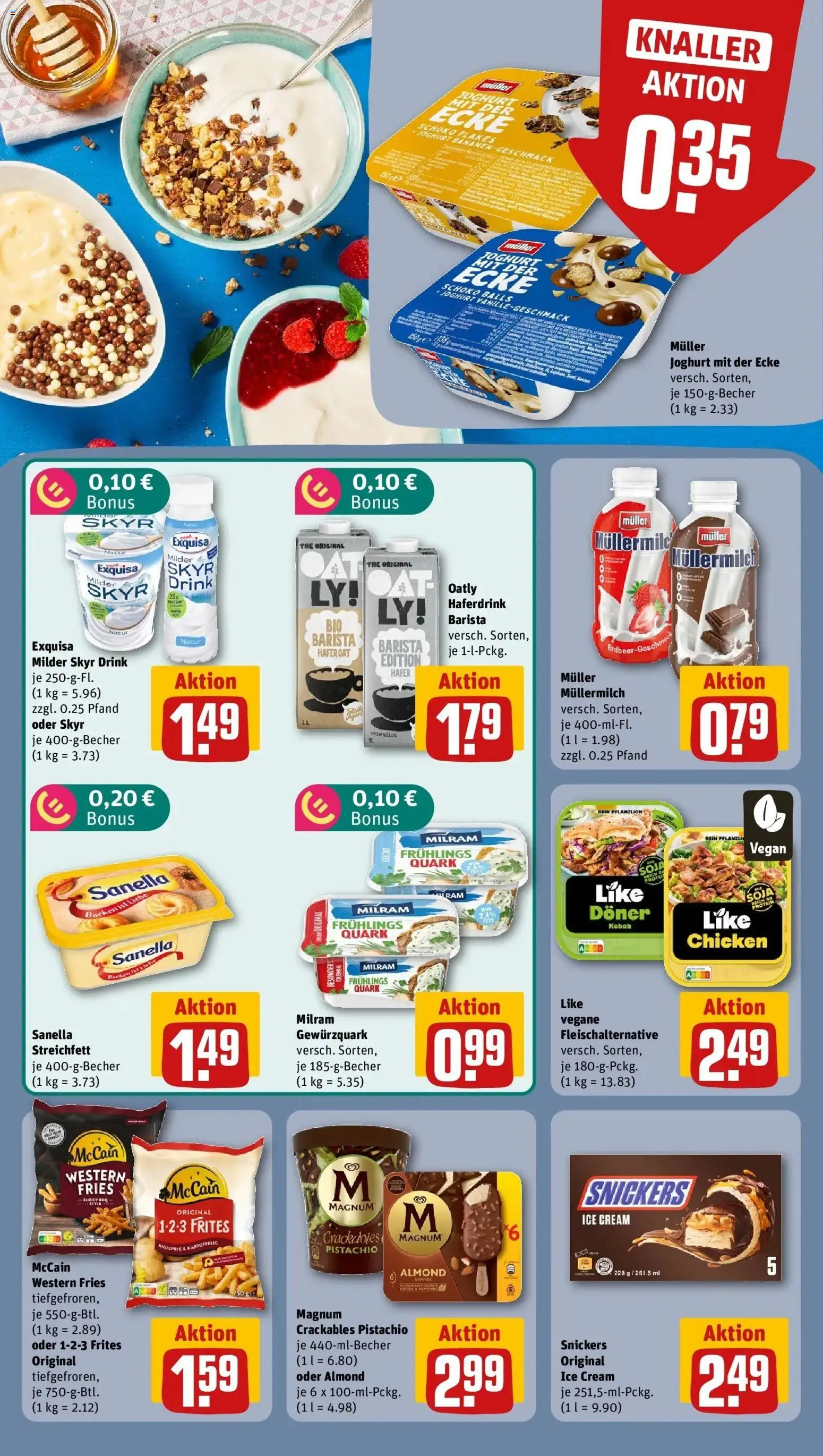 Rewe Prospekt München – gültig ab 27.07.2026 | Seite: 8 | Produkte: McCain, Milram, Oatly, Müllermilch