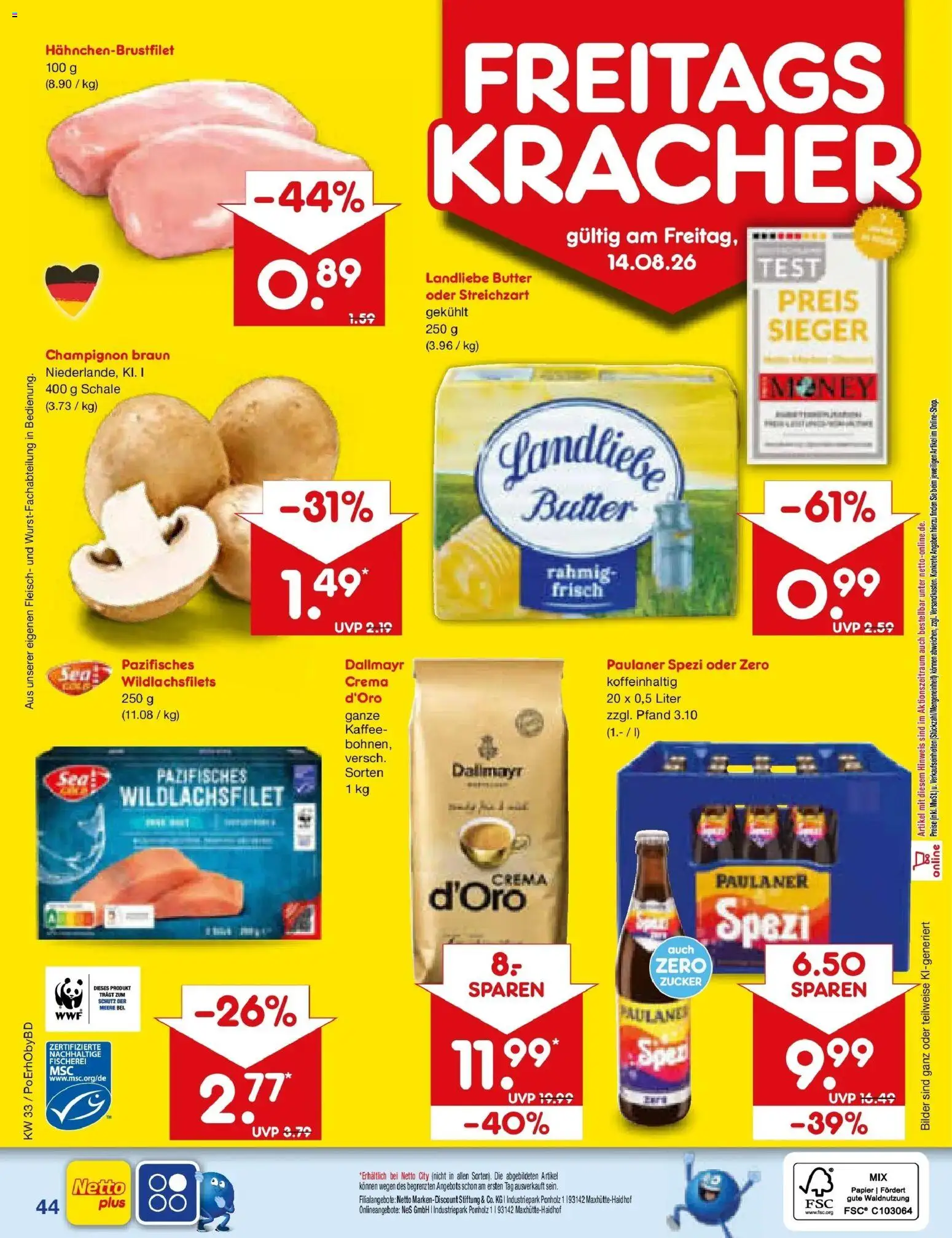Netto Marken-Discount Prospekt Selb (ab 10.08.2026) » Angebote | Seite: 60 | Produkte: Butter, Paulaner spezi, Bilder, Paulaner