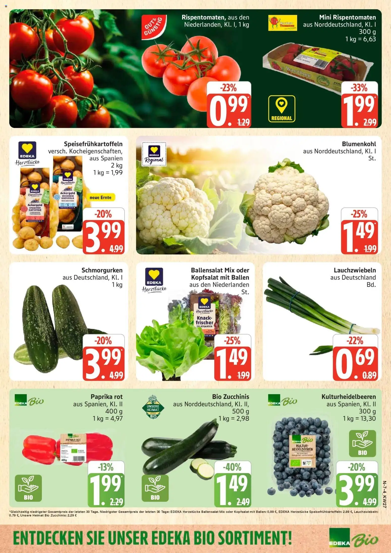 Edeka - EDEKA: Wochenangebote – gültig ab 28.06.2026 | Seite: 7 | Produkte: Paprika rot, Kartoffeln, Paprika, Blumenkohl