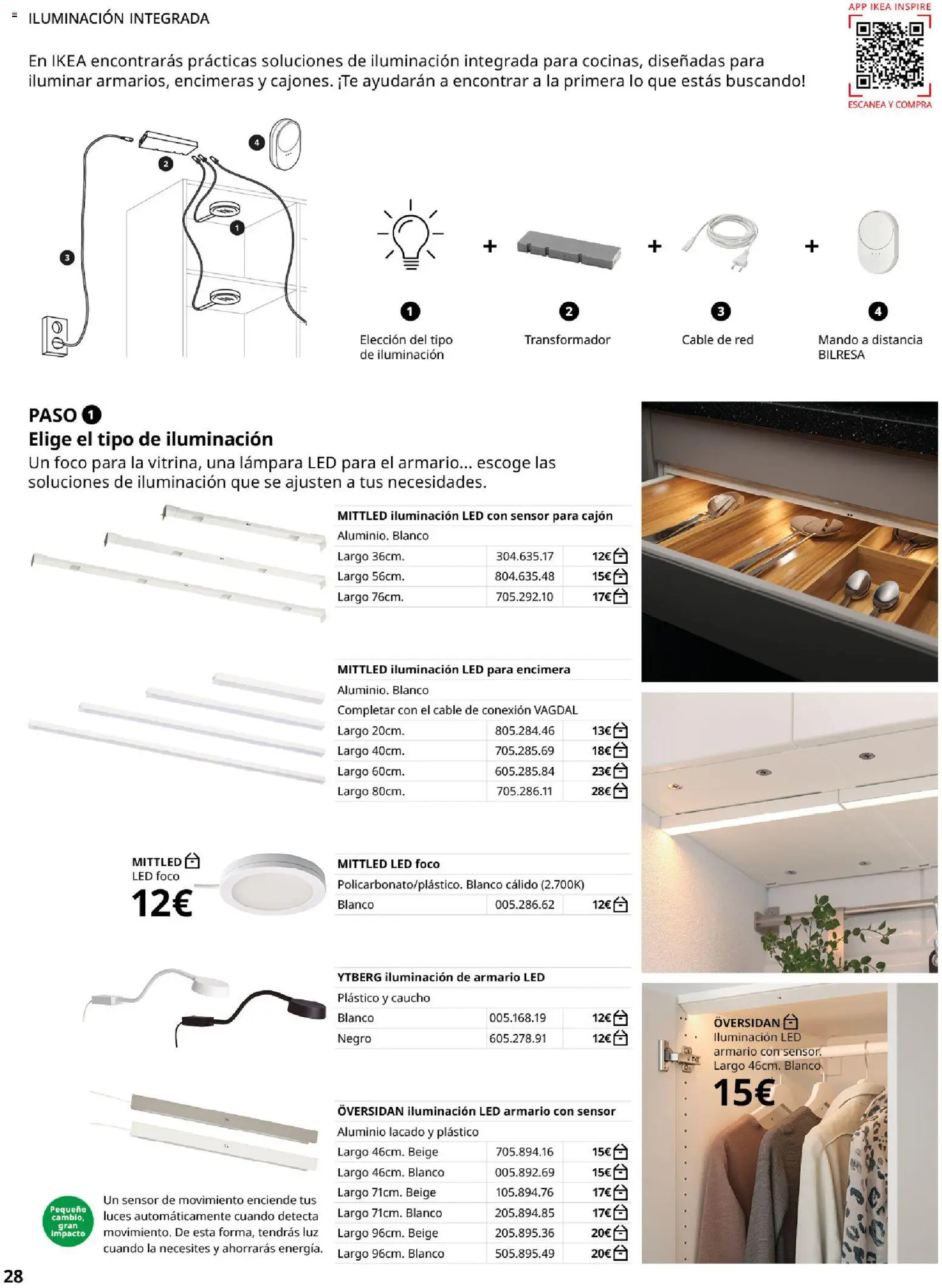 Catálogo IKEA Iluminación y hogar inteligente │ válido desde el 06.03.2026 | Página: 28 | Productos: Té, Iluminación de armario, Cable, Lámpara
