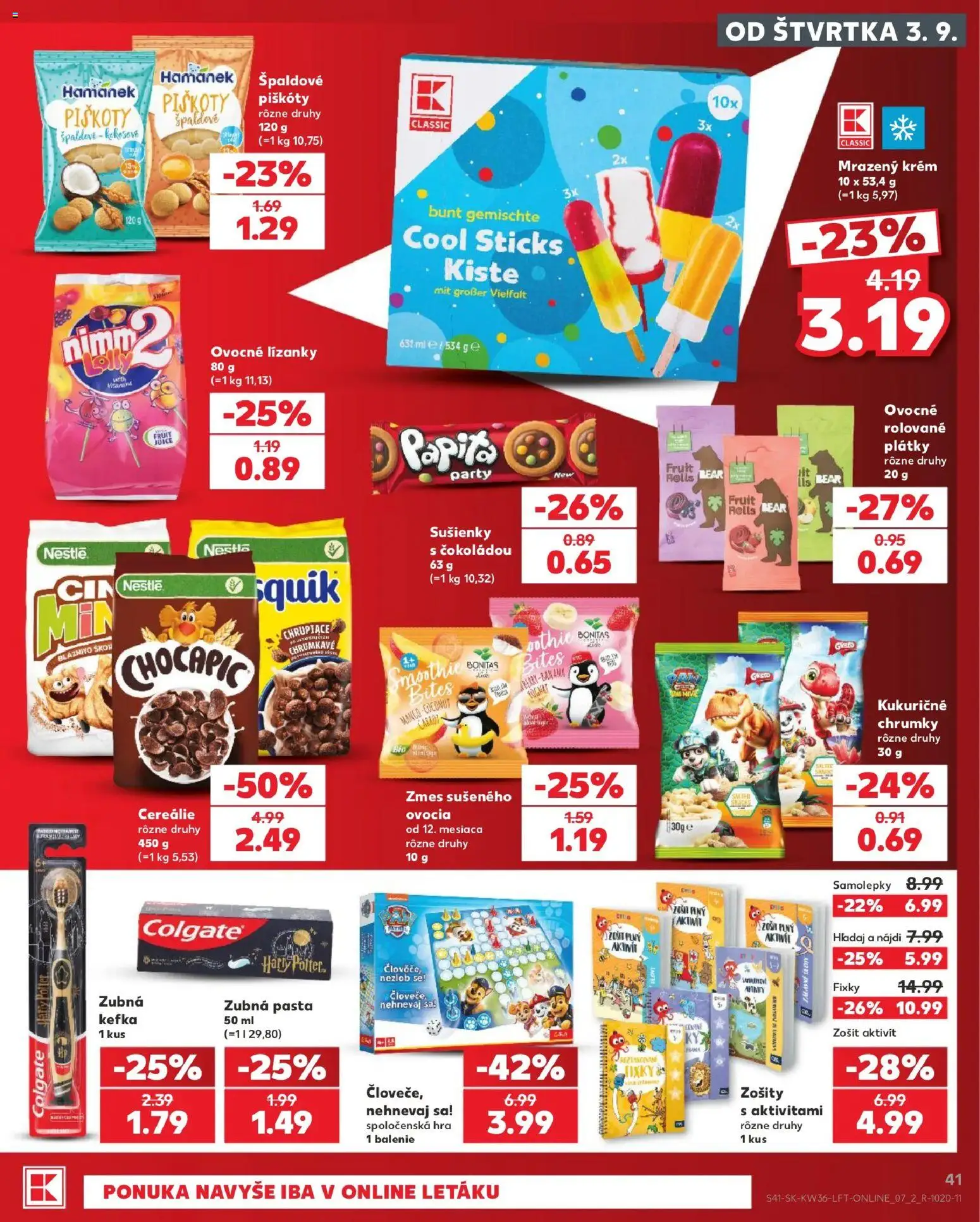 Nové Kaufland akcie – leták je platný od 03.09.2026 | Strana: 41 | Produkty: Fixky, Zubná pasta, Krém, Šál