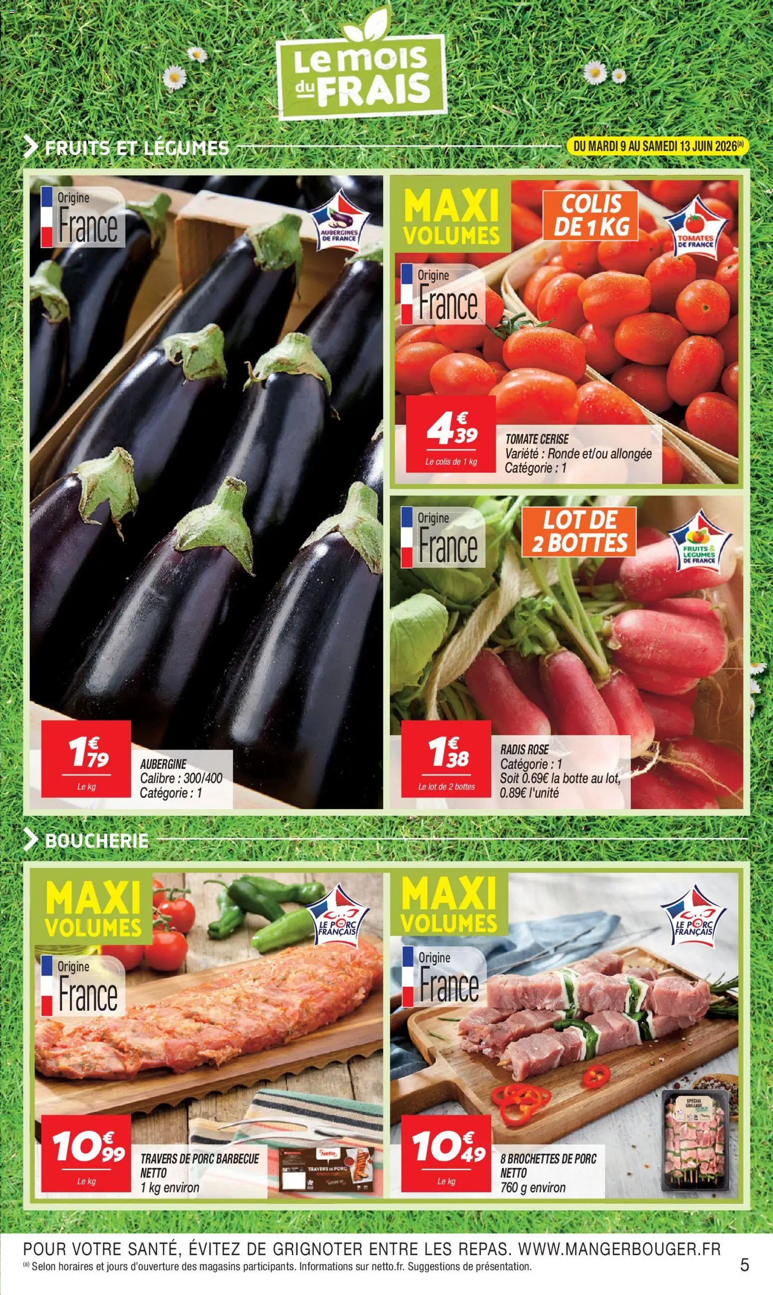 {H1} | Page: 5 | Produits: Barbecue, Aubergine, Tomate cerise, Porc
