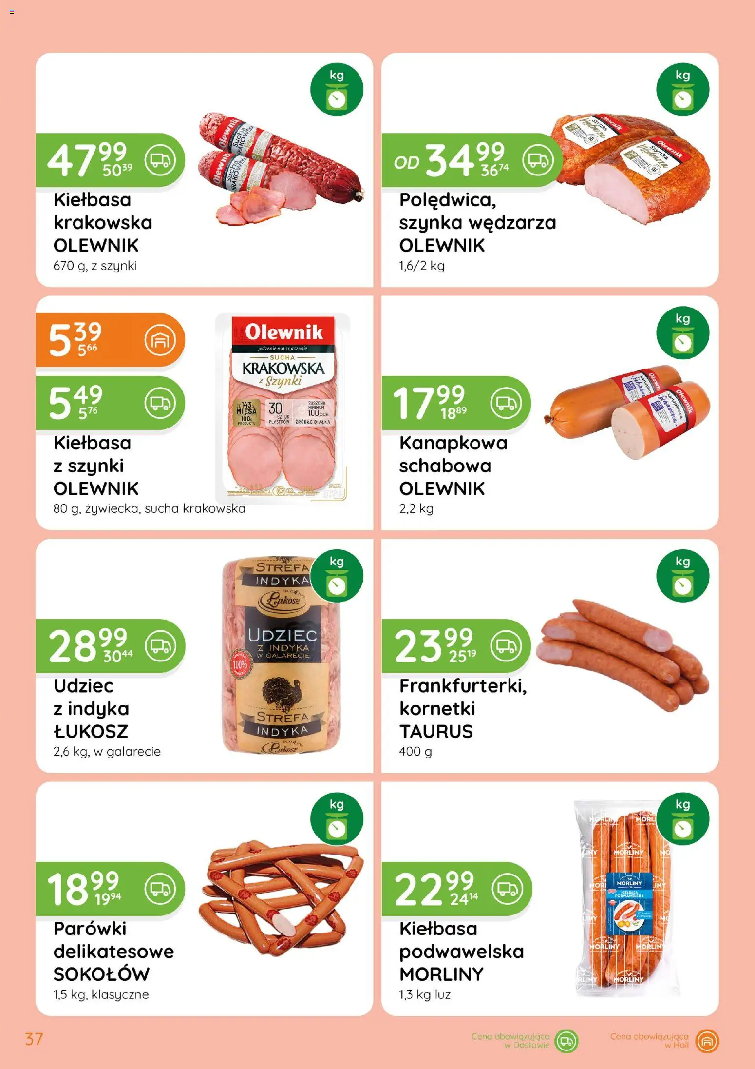 Eurocash gazetka od 15.10.2026 | Strona: 37 | Produkty: Kiełbasa, Parówki, Szynka