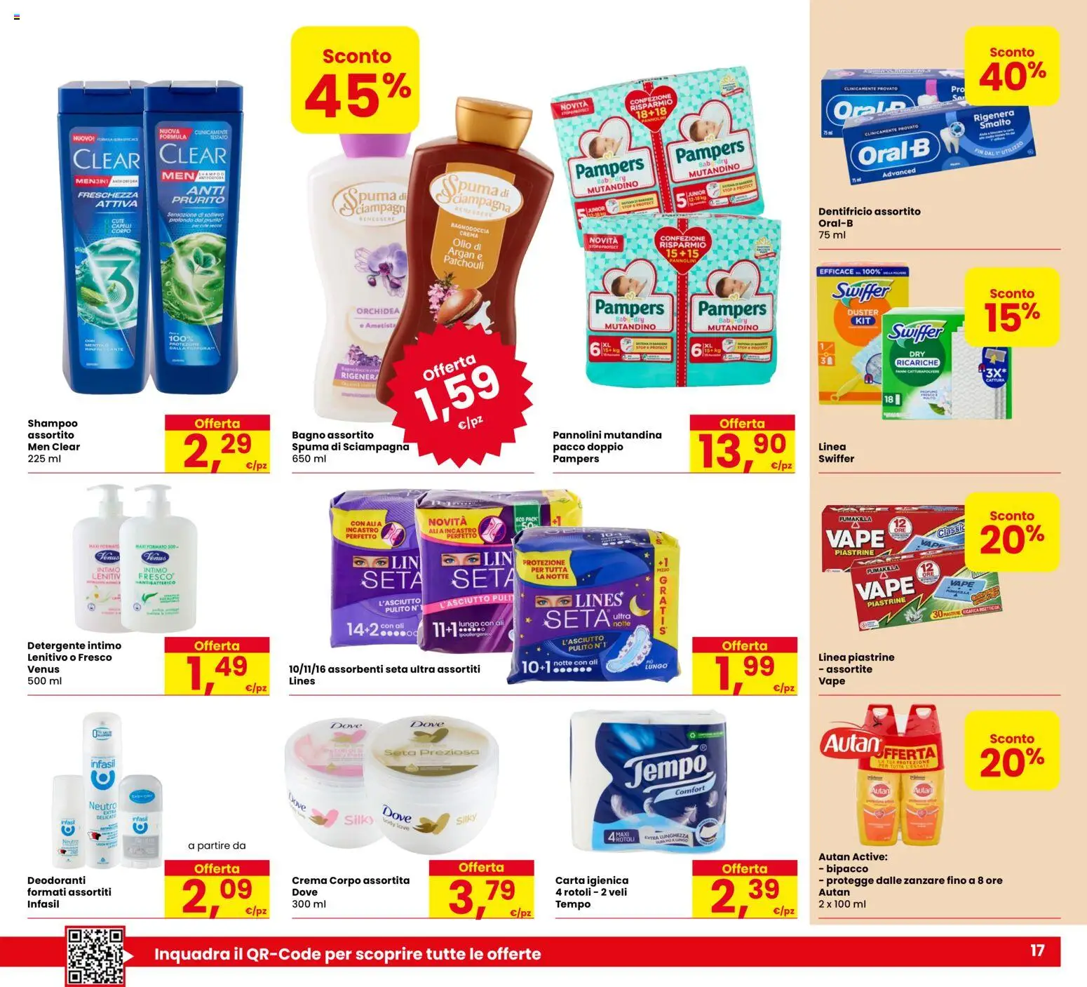 Volantino Despar del 11.06.2026 | Pagina: 17 | Prodotti: Shampoo, Carta igienica, Intimo, Pampers