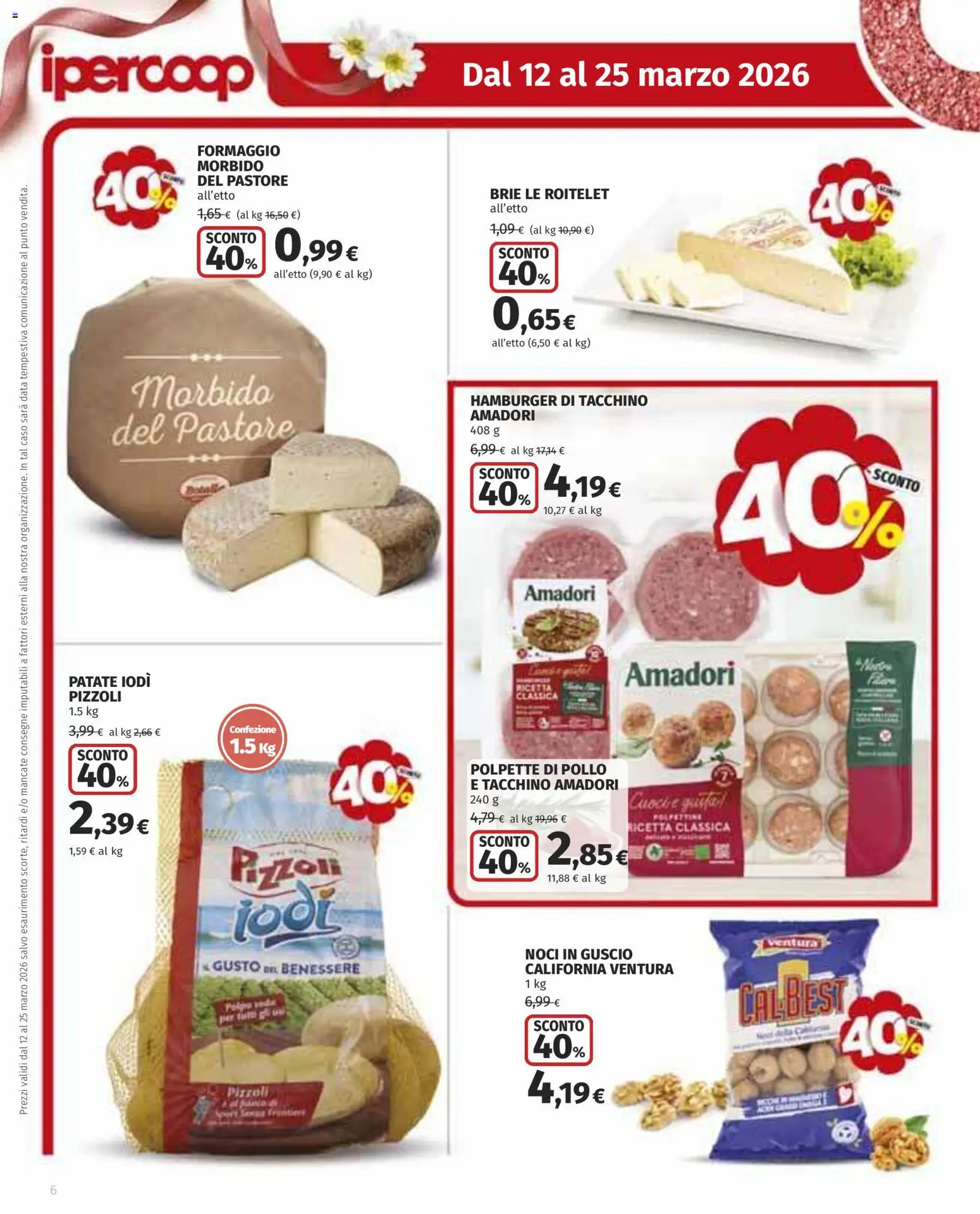 Volantino Ipercoop del 12.03.2026 | Pagina: 6 | Prodotti: Pollo, Formaggio, Data, Hamburger