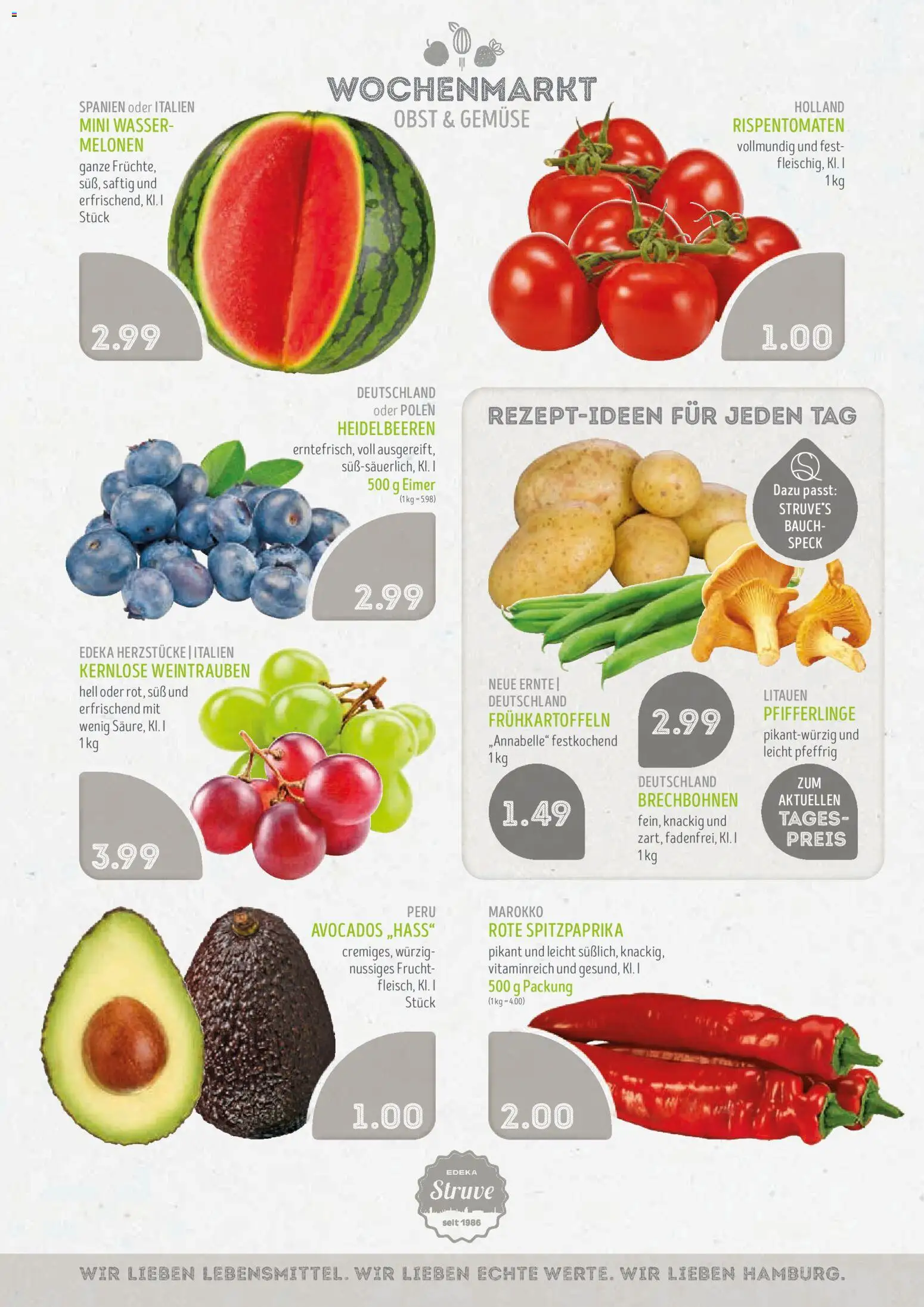 Edeka Struve Prospekt – gültig ab 27.07.2026 | Seite: 2 | Produkte: Heidelbeeren, Obst, Pfifferlinge, Weintrauben