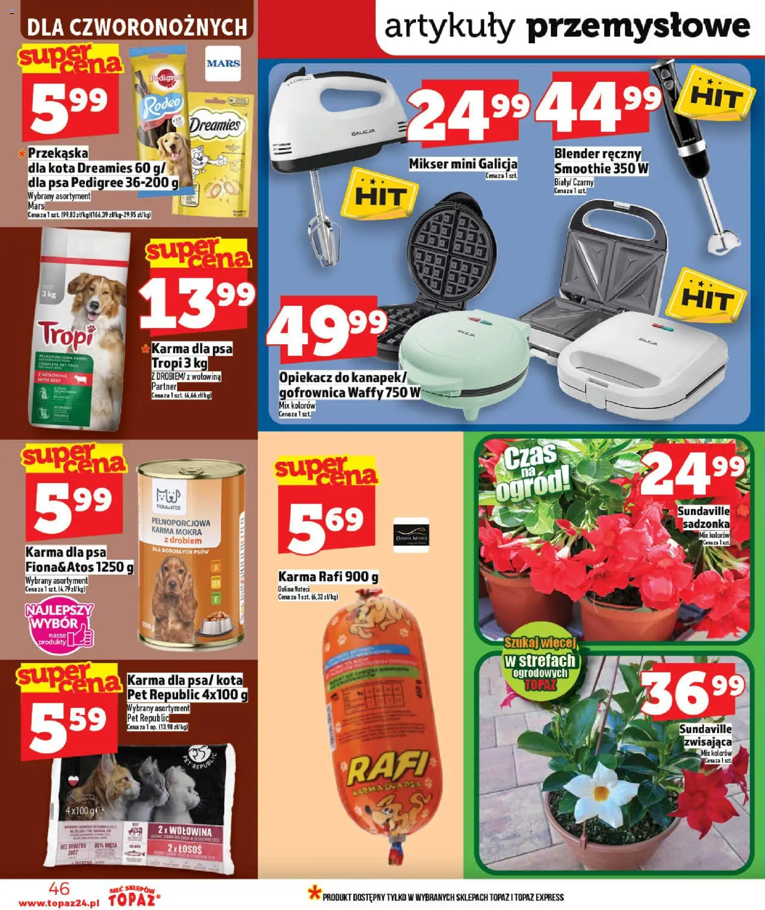Topaz gazetka od 21.05.2026 | Strona: 46 | Produkty: Blender ręczny, Mikser, Opiekacz, Pedigree