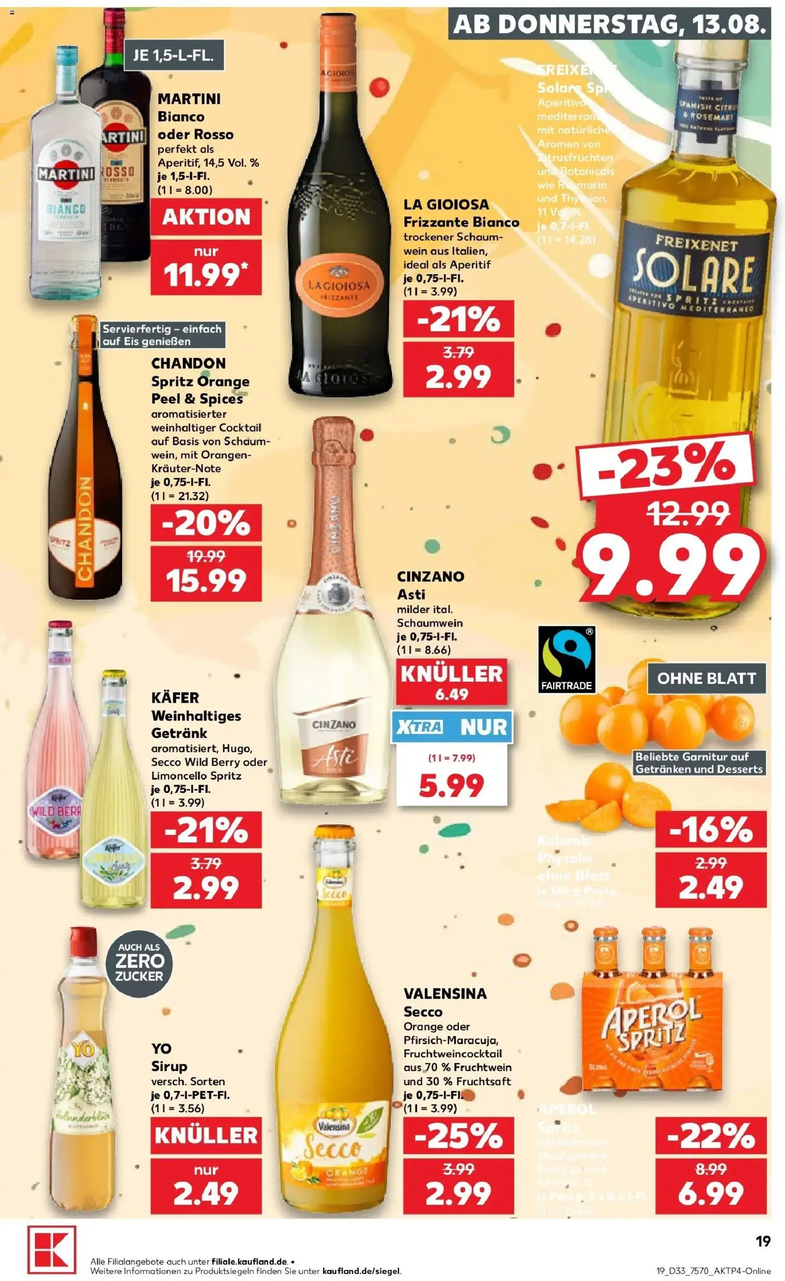 Prospekt Kaufland ab 10.08.2026 » Angebote Online zum Blättern | Seite: 28 | Produkte: Martini, Sirup, Aperol, Eis