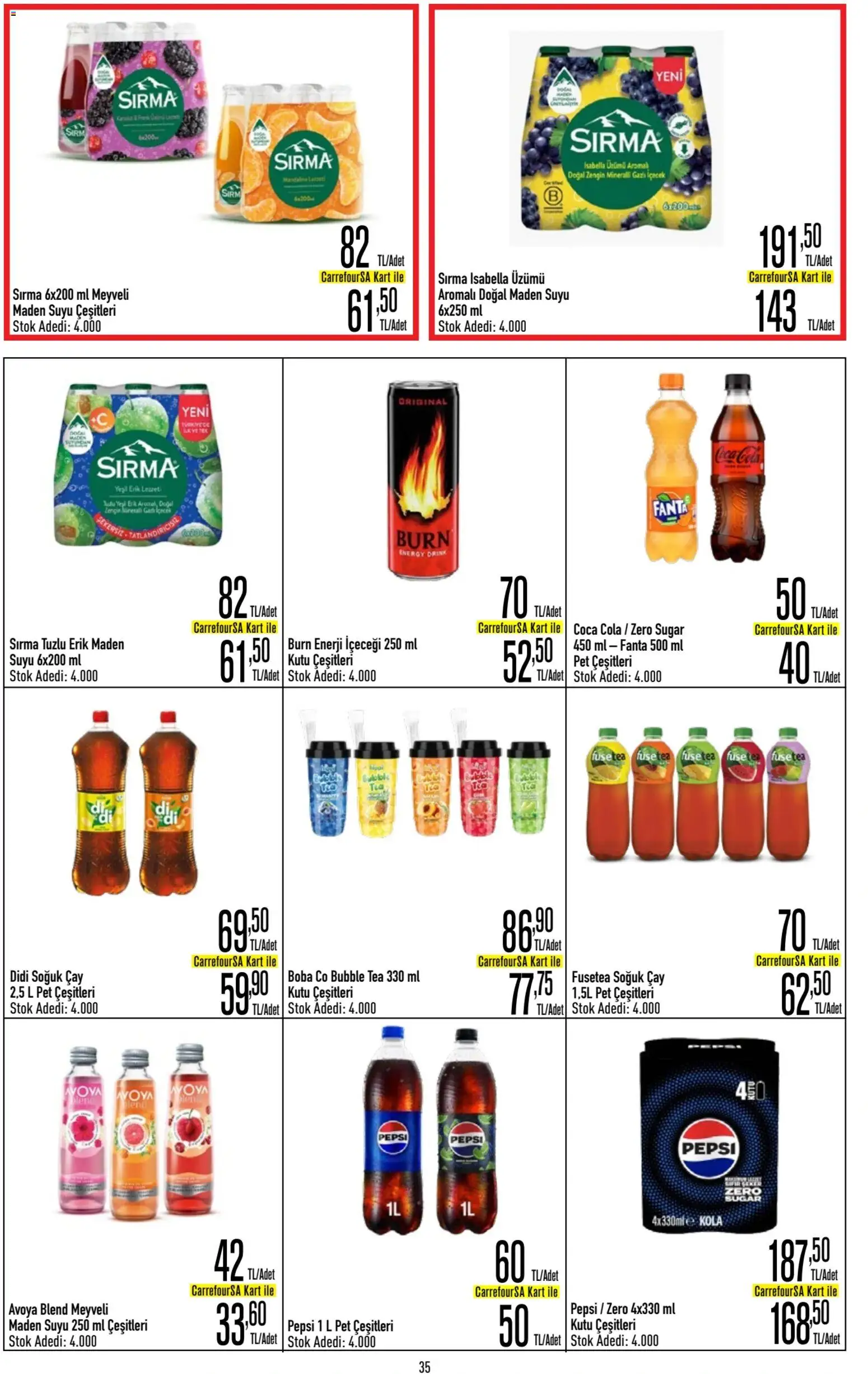 CarrefourSA Katalog - 11.06.2026 tarihinden itibaren geçerlidir | Sayfa: 35 | Ürünler: Çay, Gazlı içecek, Enerji içeceği, Fanta