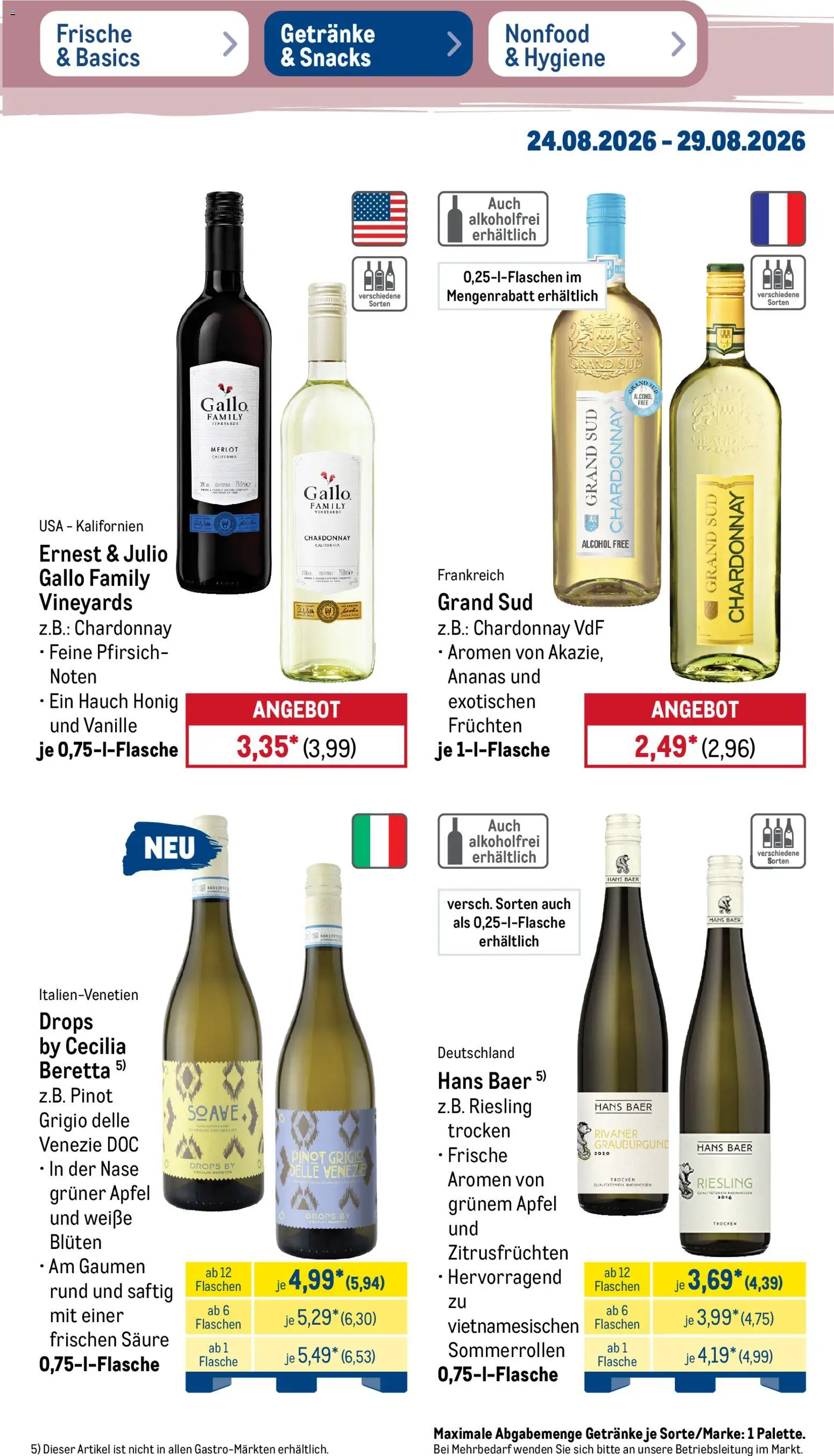 Metro NonFood-Angebote – gültig ab 24.08.2026 | Seite: 25 | Produkte: Merlot, Ananas, Vanille, Pfirsich