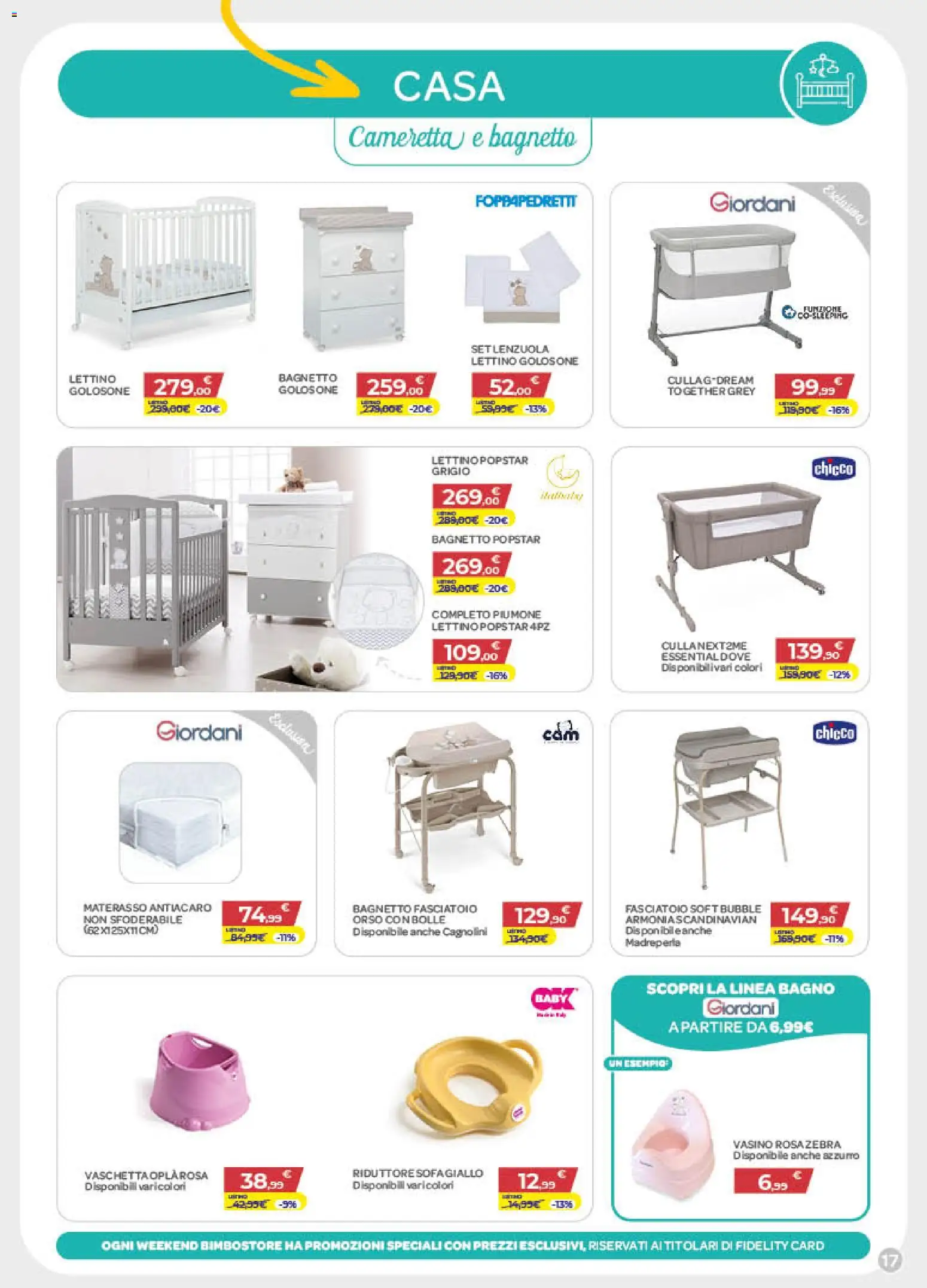 Volantino Bimbo store del 02/07/2026 | Pagina: 17 | Prodotti: Bagnetto, Materasso, Fasciatoio, Bagno