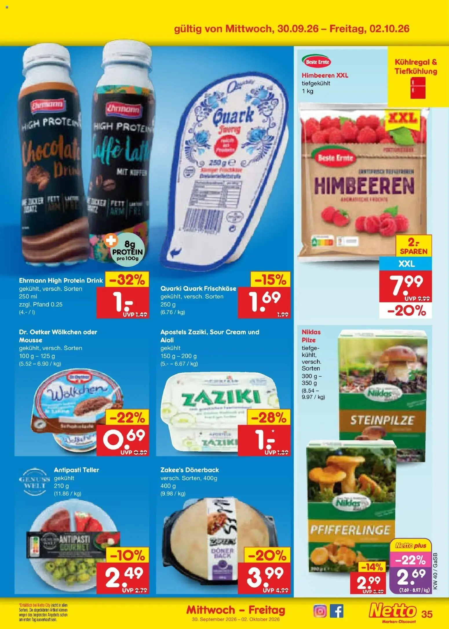 Netto Marken-Discount Prospekt Oldenburg – gültig ab 28.09.2026 | Seite: 53 | Produkte: Himbeeren, Quark, Pfifferlinge, Frischkase