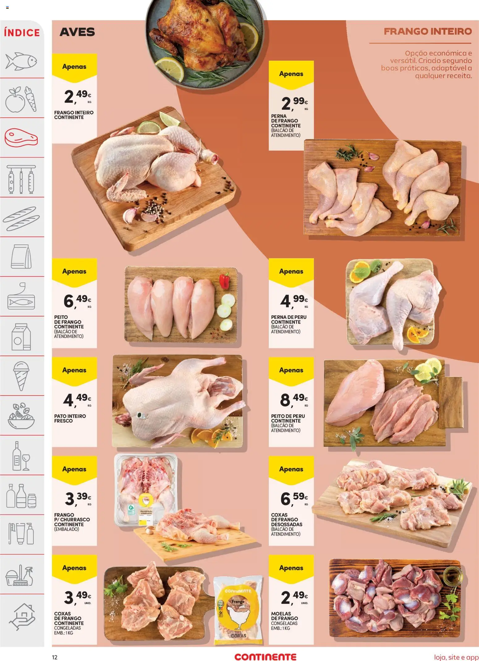 Continente folheto │ válido de 18/08/2026 | Página: 12 | Produtos: Peito de peru, Frango, Peru, Moelas