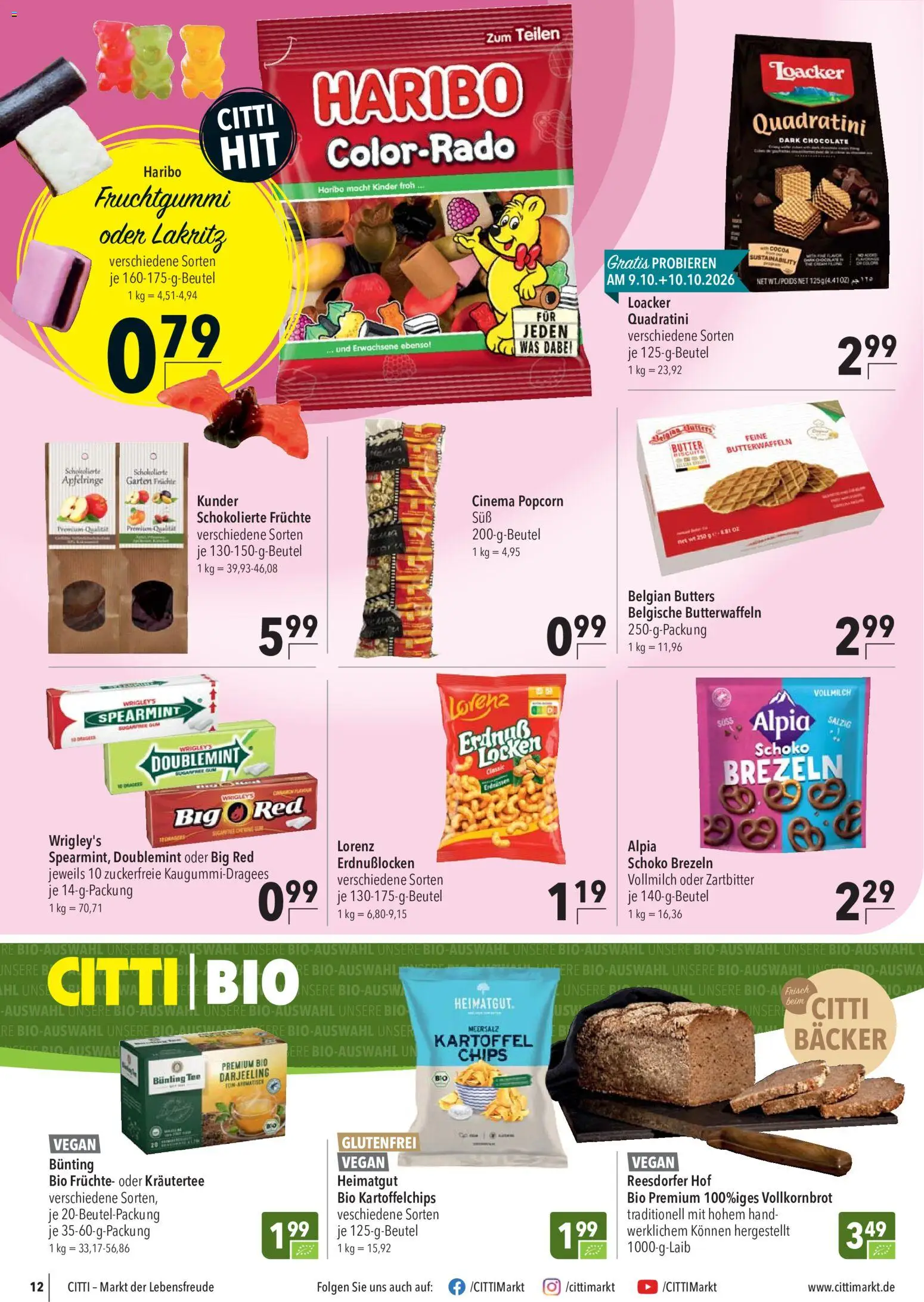 CITTI Markt Prospekt – gültig ab 07.10.2026 | Seite: 14 | Produkte: Haribo, Vollkornbrot, Kräutertee, Popcorn