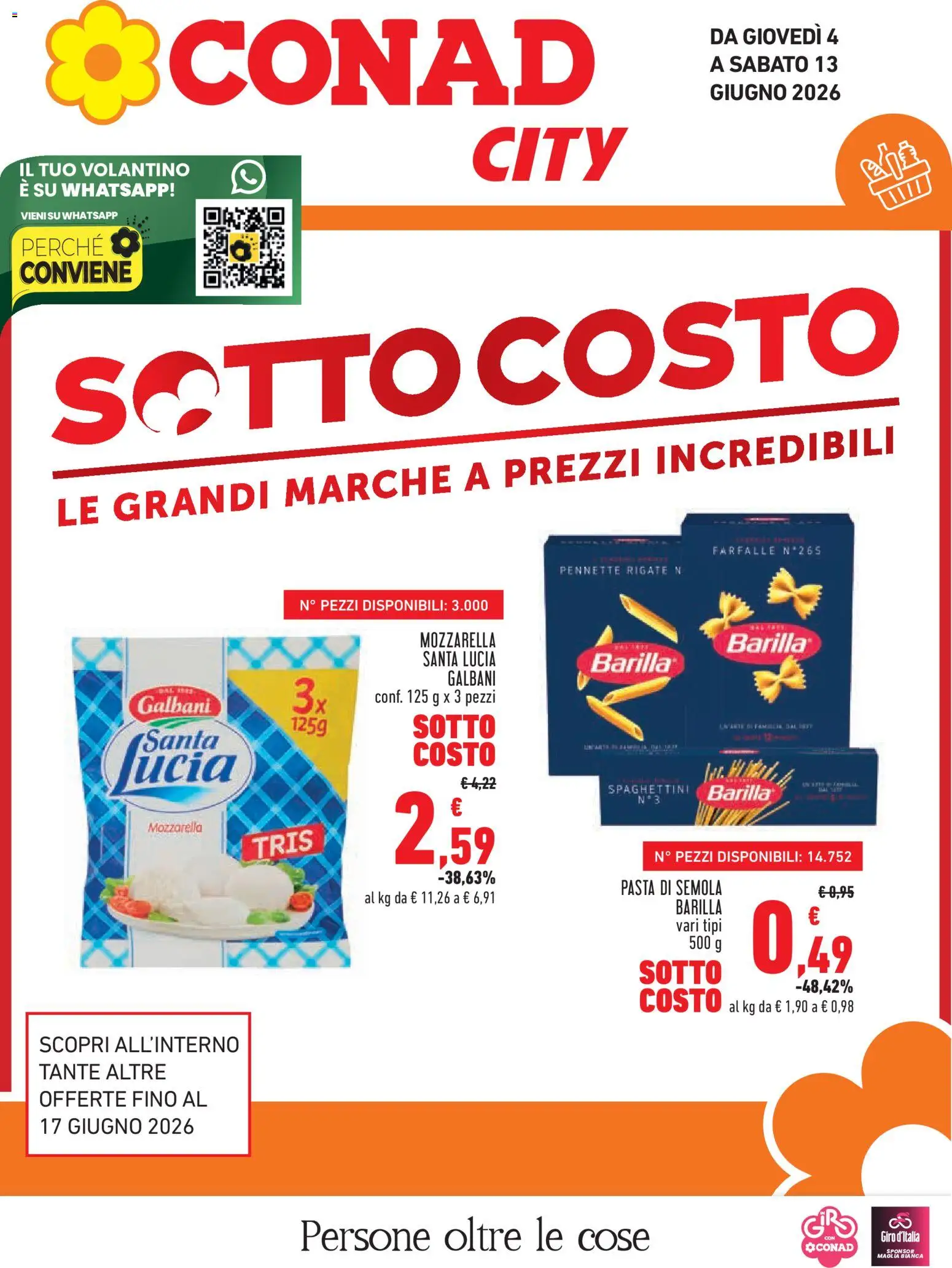 Volantino Conad del 04.06.2026 | Pagina: 1 | Prodotti: Mozzarella, Pasta, Pennette