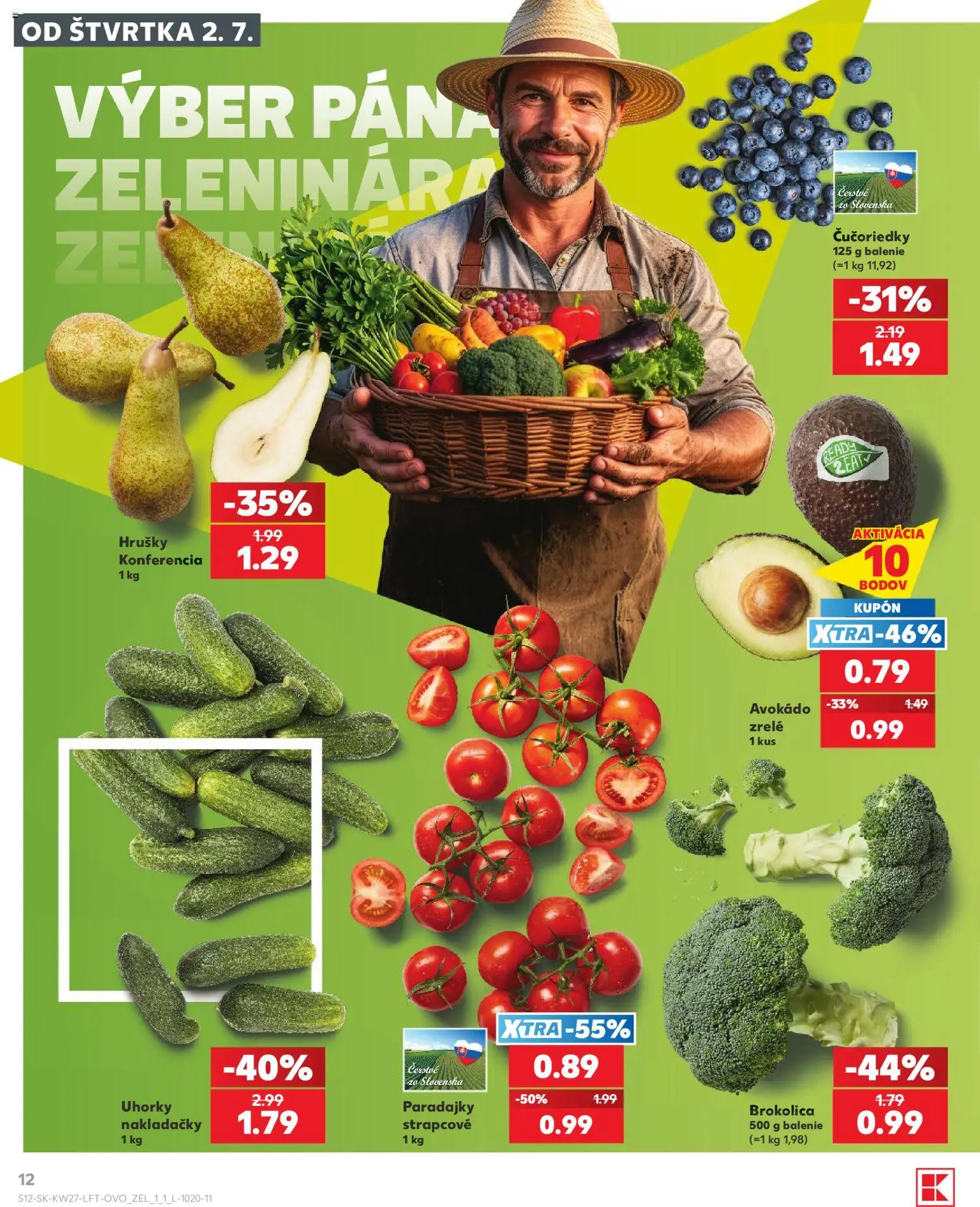 Nové Kaufland akcie – leták je platný od 02.07.2026 | Strana: 12 | Produkty: Paradajky, Brokolica, Avokádo, Uhorky