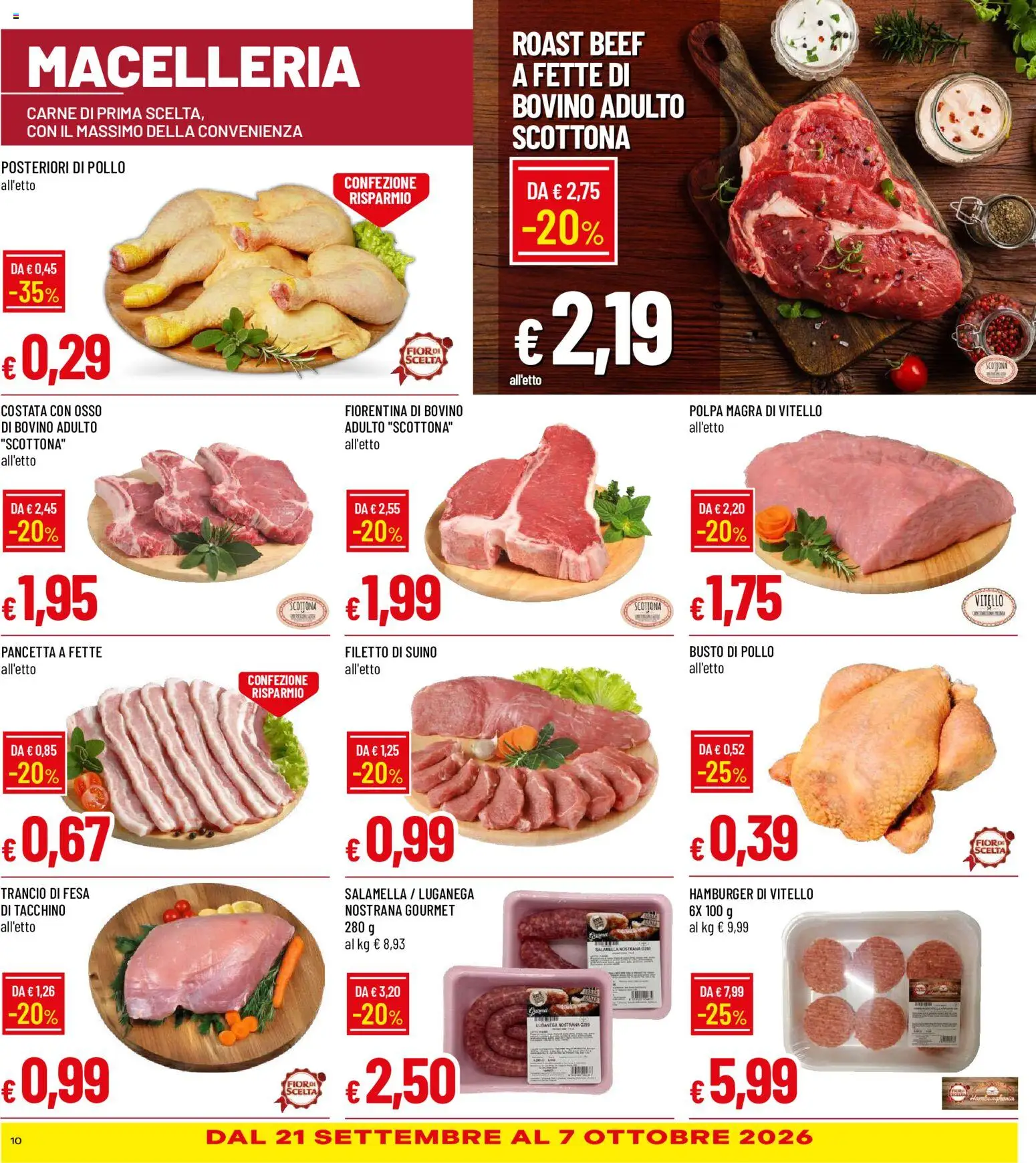 Volantino Galassia del 17/09/2026 | Pagina: 10 | Prodotti: Bovino, Salamella, Tacchino, Vitello