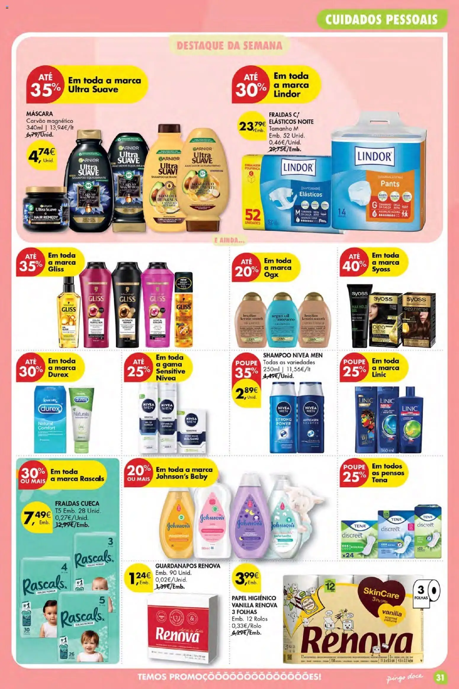 Pingo Doce Poupe Esta Semana Açores │ válido de 04.06.2026 | Página: 31 | Produtos: Papel higiénico, Guardanapos, Shampoo, Óleo