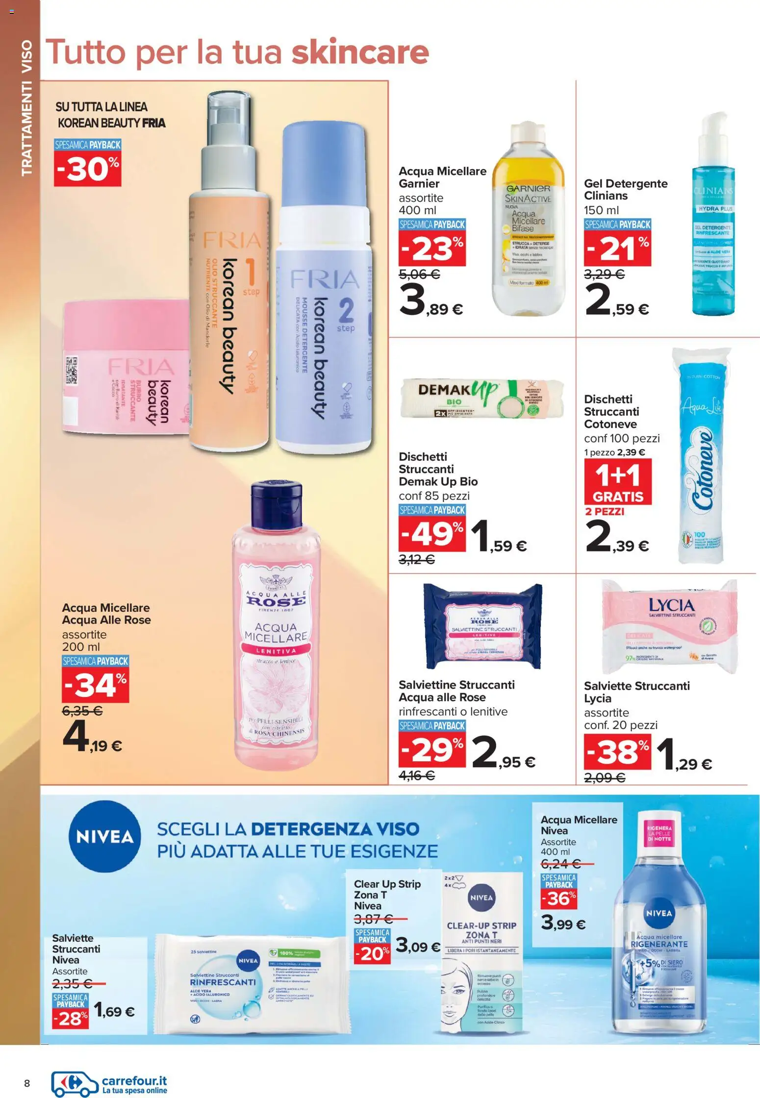 Volantino Carrefour del 10/07/2026 | Pagina: 8 | Prodotti: Acqua micellare, Salviette struccanti, Cocco, Aloe vera