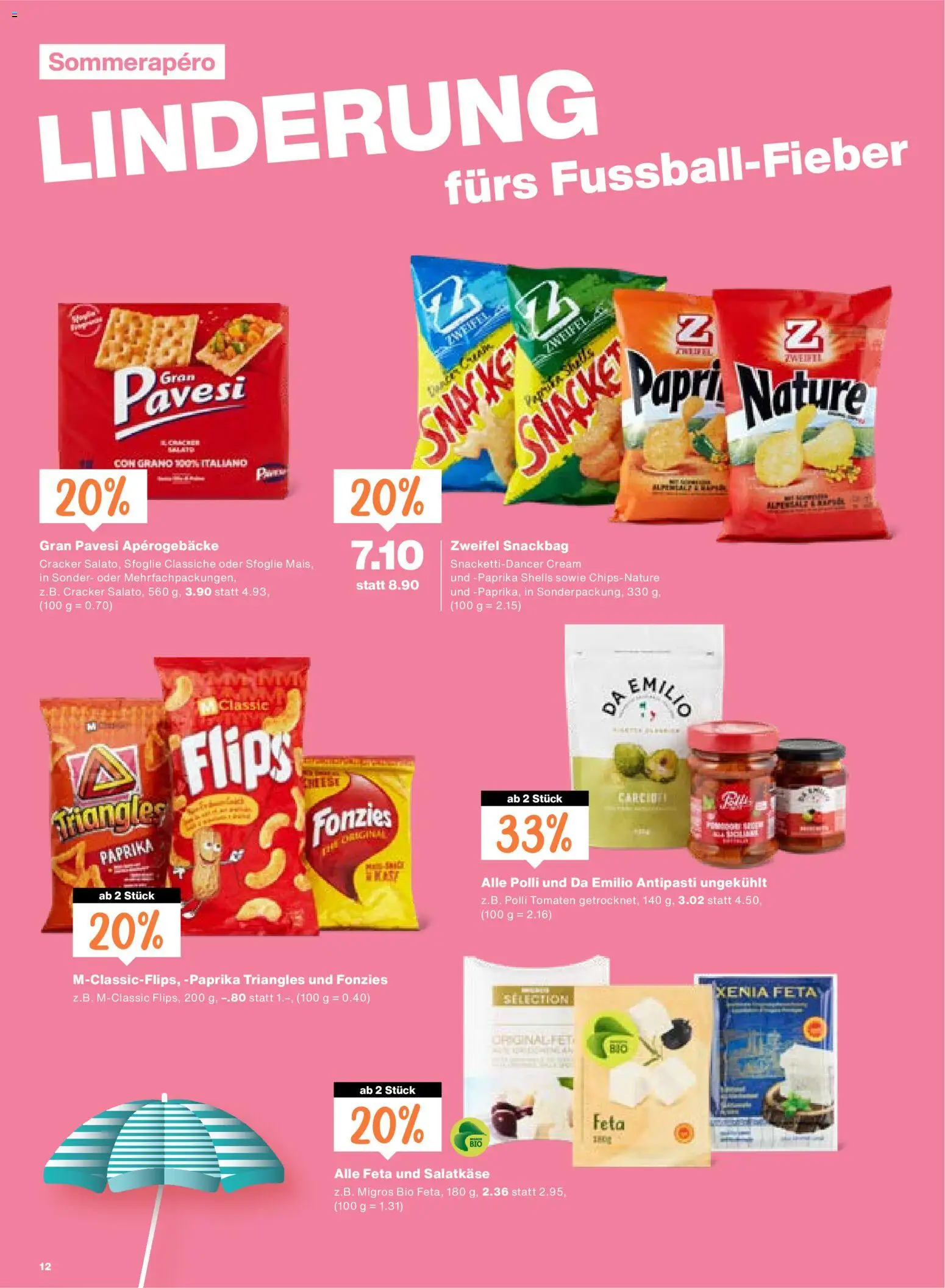 Migros aktionen – gültig ab 25.06.2026 | Seite: 12 | Produkte: Feta, Tomaten, Chips