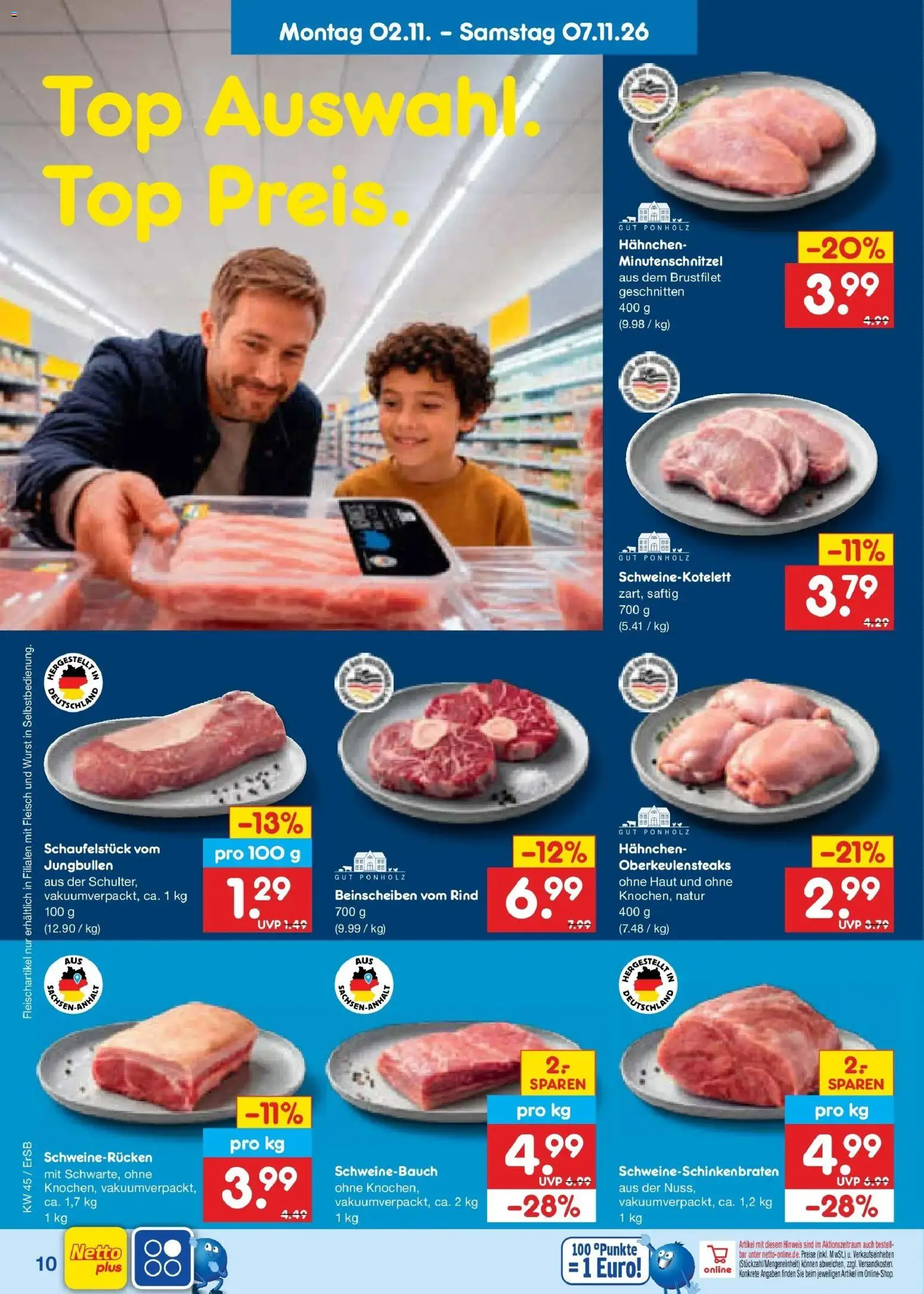 Netto Marken-Discount Prospekt Naumburg – gültig ab 02.11.2026 | Seite: 20 | Produkte: Hahnchen, Wurst, Schweinerucken, Fleisch