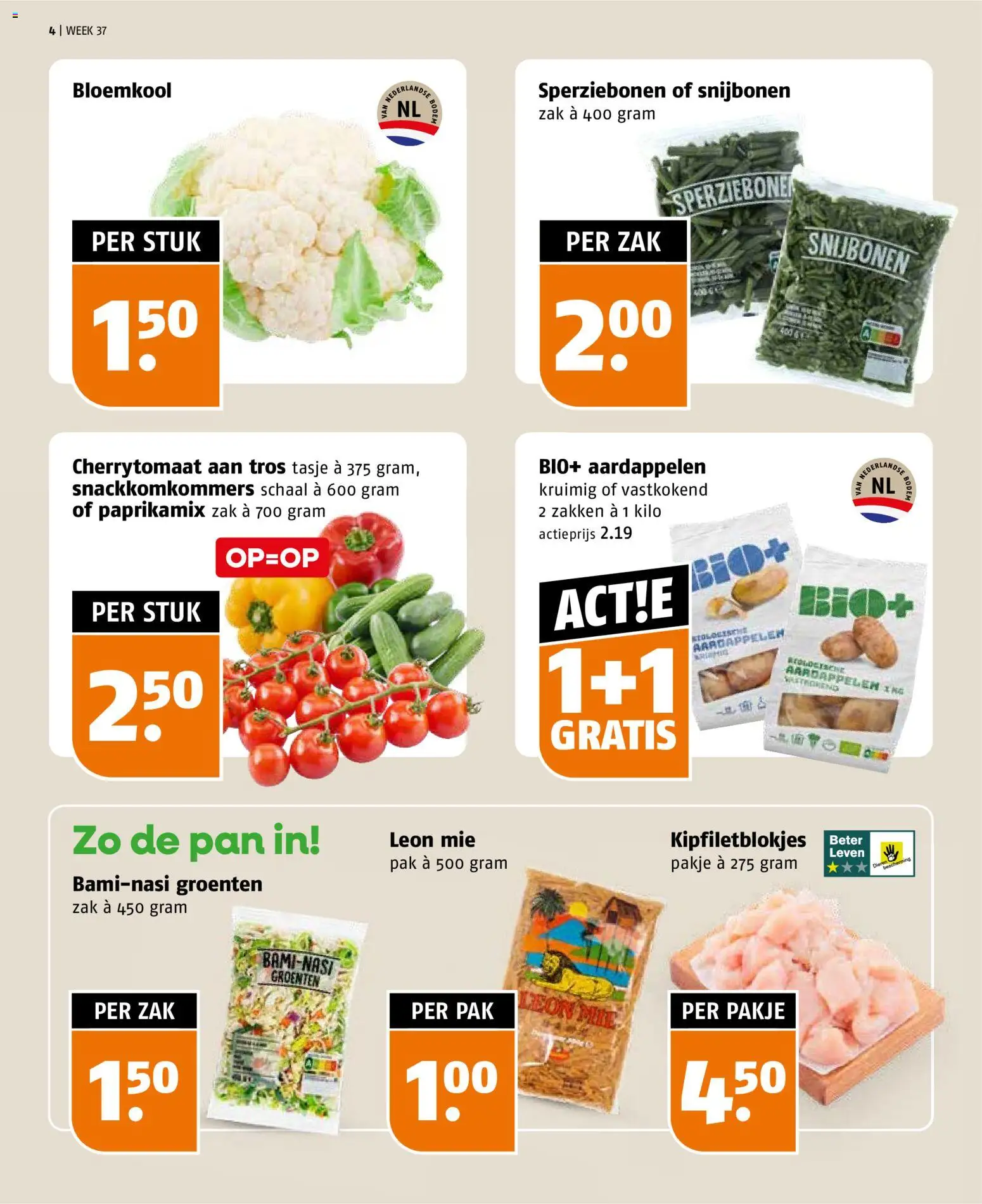 {H1} | Pagina: 4 | Producten: Bloemkool, Pan, Schaal, Zak