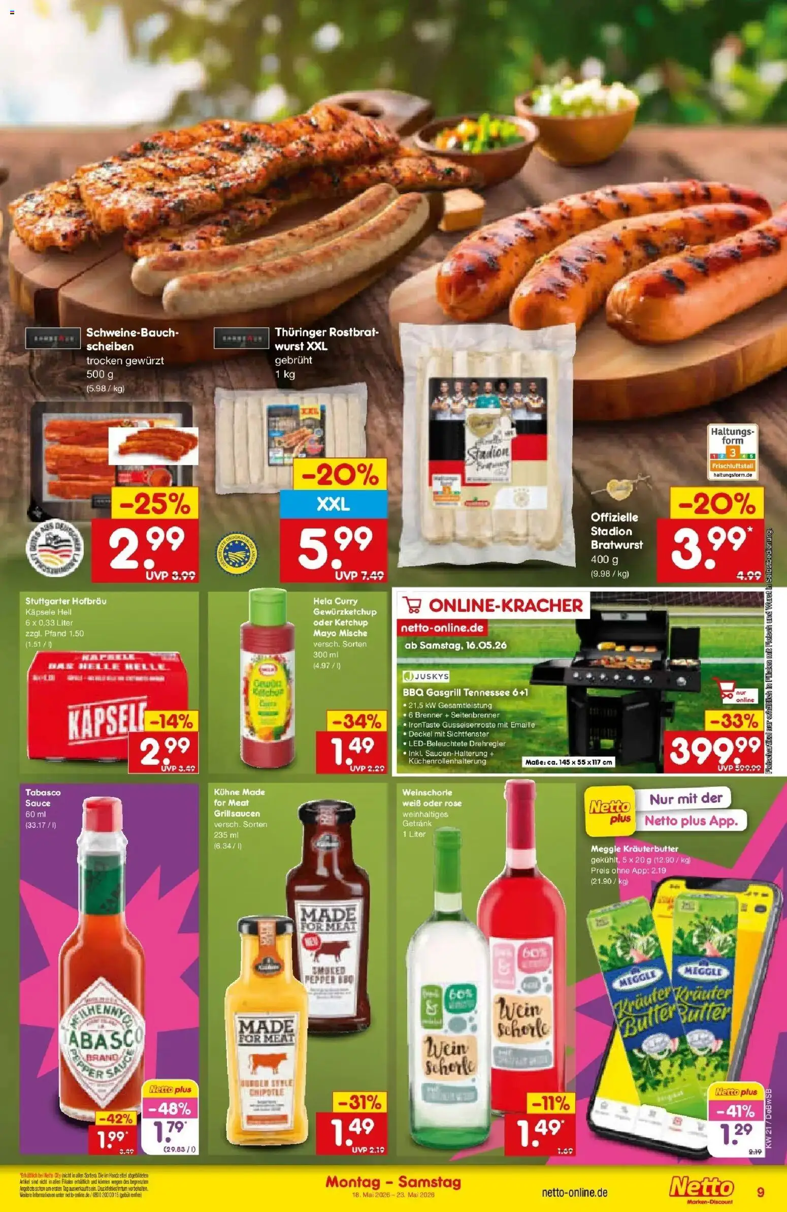 Netto Marken-Discount Prospekt Waiblingen-Bittenfeld	 – gültig ab 18.05.2026 | Seite: 9 | Produkte: Weinschorle, Wurst, Wein, Fleisch