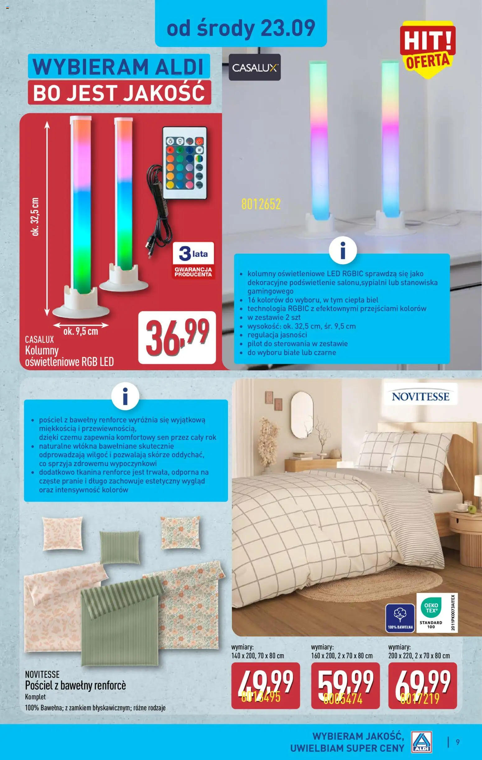 Aldi Polsko leták - Artykuły przemysłowe i tekstylia od 23.09.2026 | Strana: 9 | Produkty: LED