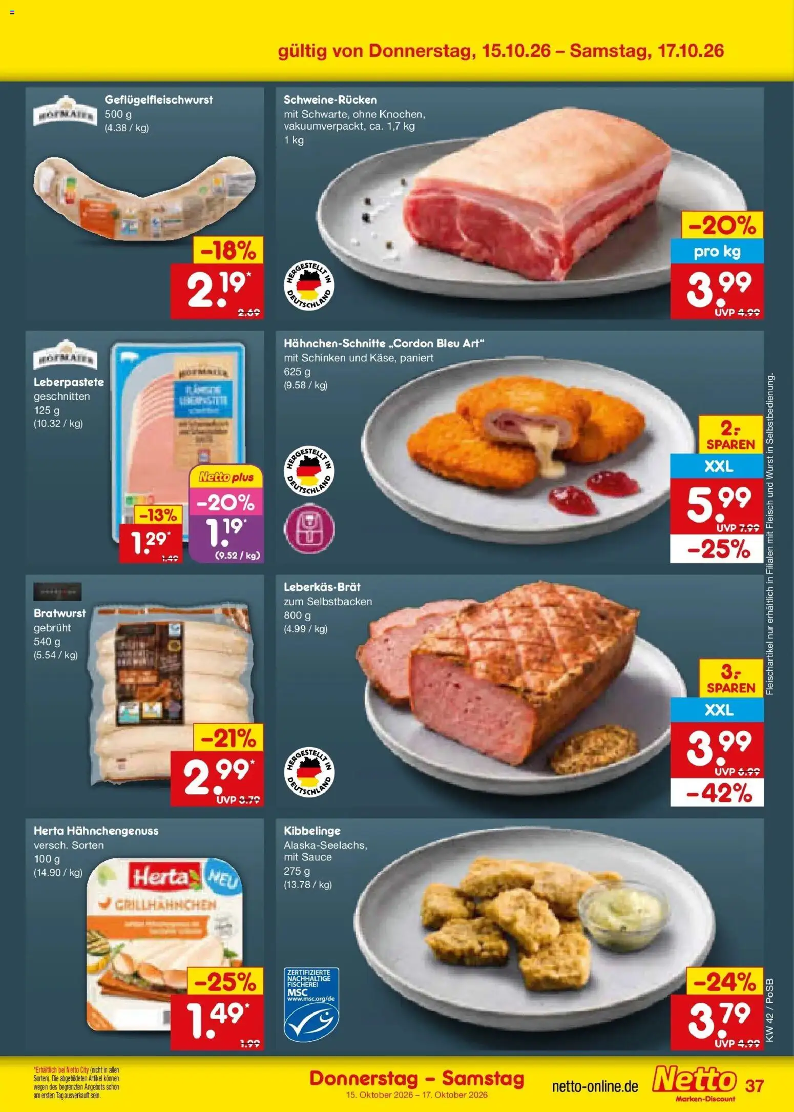 Netto Marken-Discount Prospekt Amberg (ab 12.10.2026) » Angebote | Seite: 51 | Produkte: Bratwurst, Wurst, Schweinerucken, Schinken