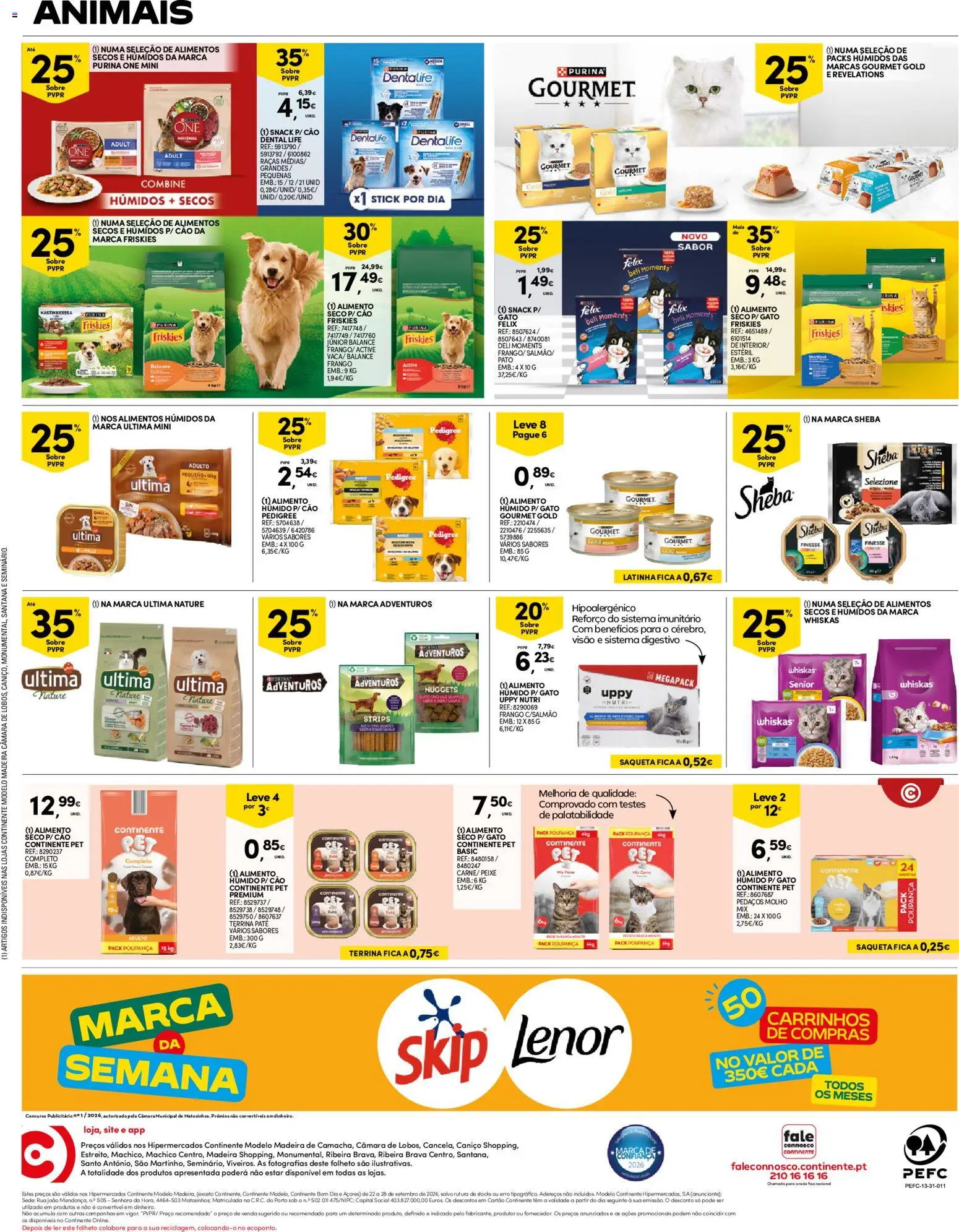 Continente Madeira folheto │ válido de 22/09/2026 | Página: 16 | Produtos: Purina one, Pato, Patê, Nuggets
