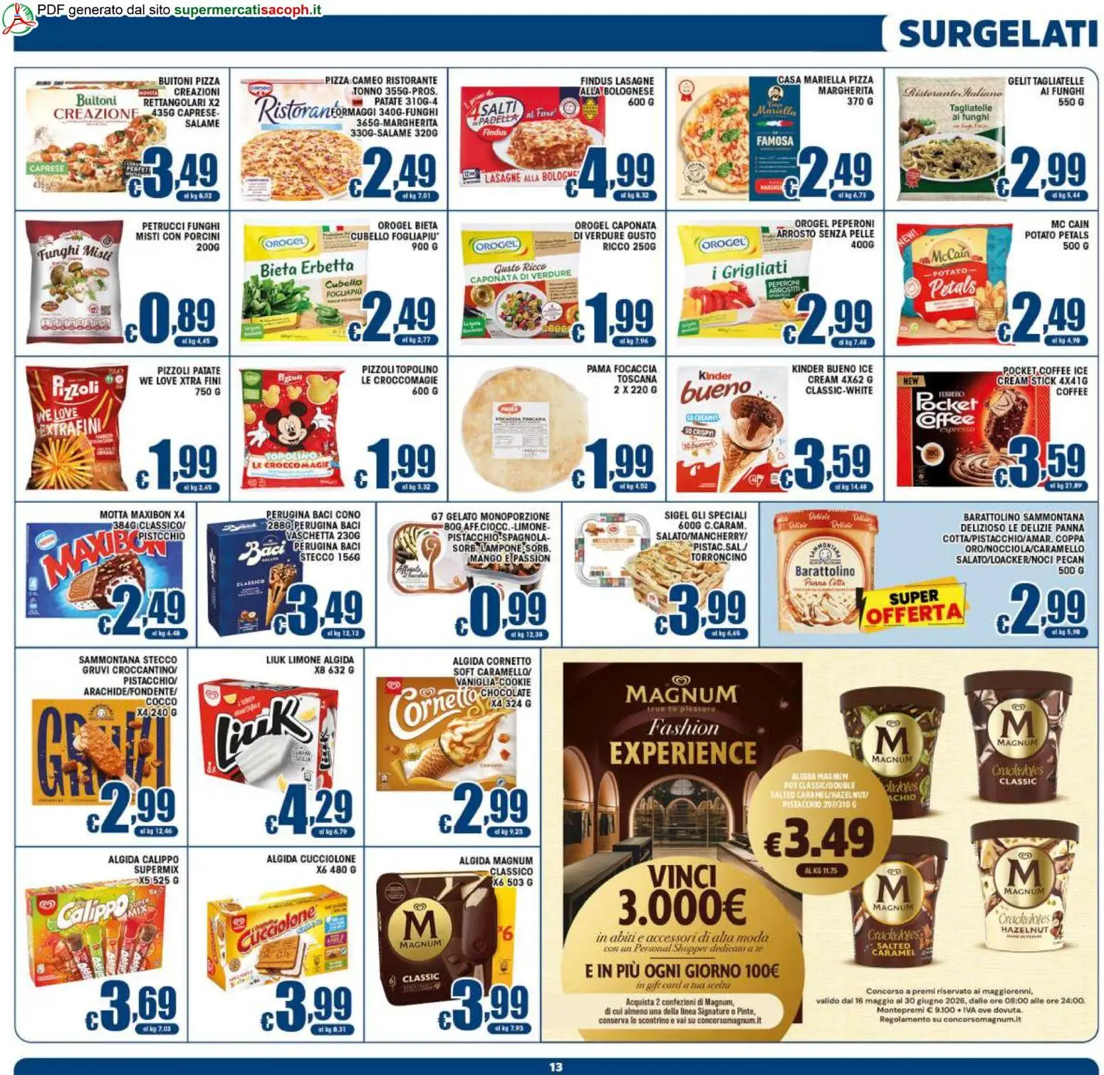 Volantino Sacoph del 20.05.2026 | Pagina: 13 | Prodotti: Salame, Pizza, Peperoni, Funghi