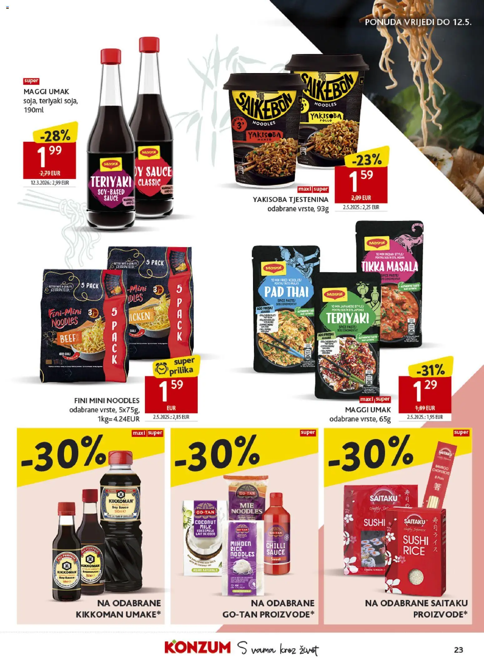 Konzum katalog | vrijedi od 29.04.2026 | Stranica: 23 | Proizvodi: Tjestenina, Sushi, Umak
