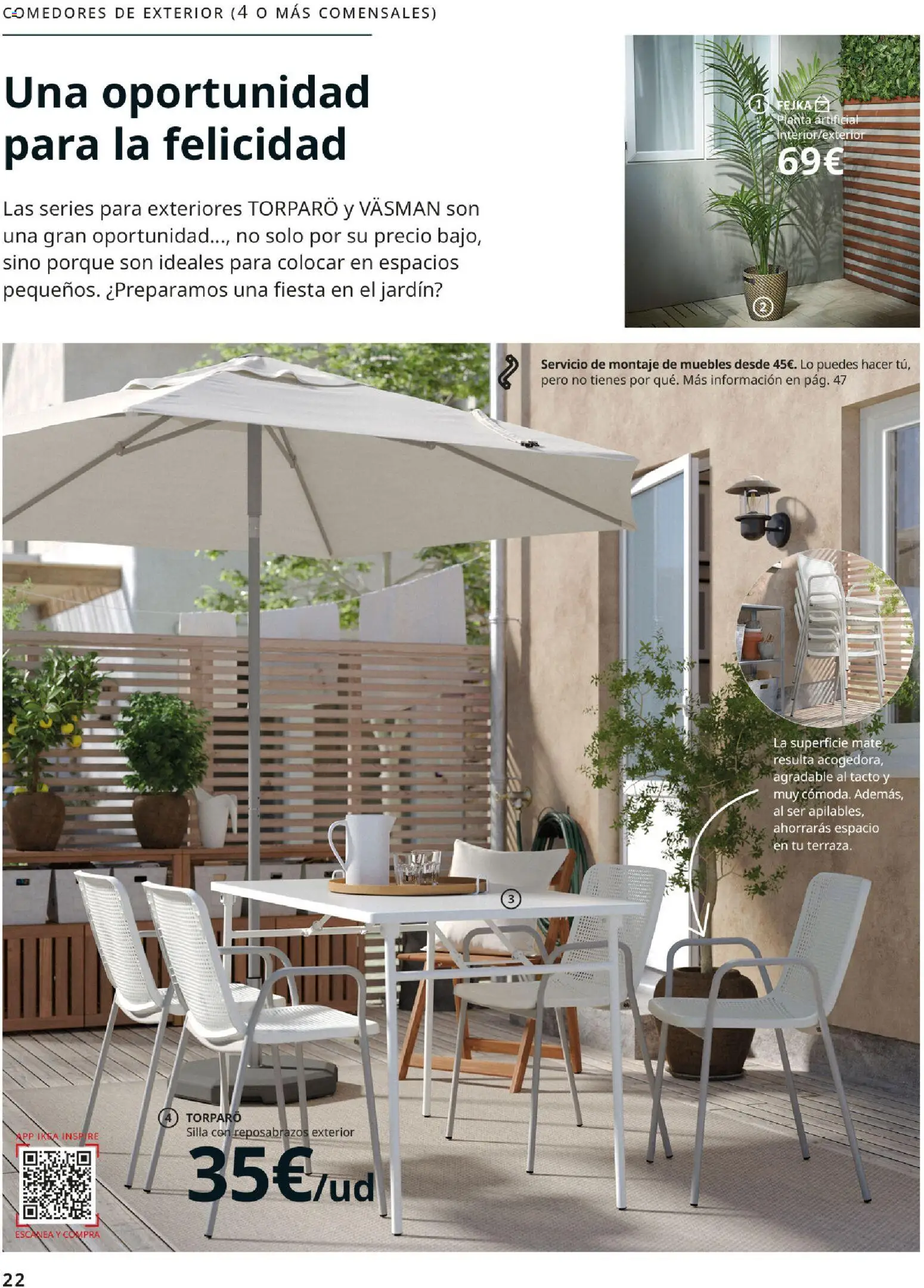 Catálogo IKEA Muebles de exterior │ válido desde el 17/12/2025 | Página: 22 | Productos: Muebles, Planta artificial, Silla
