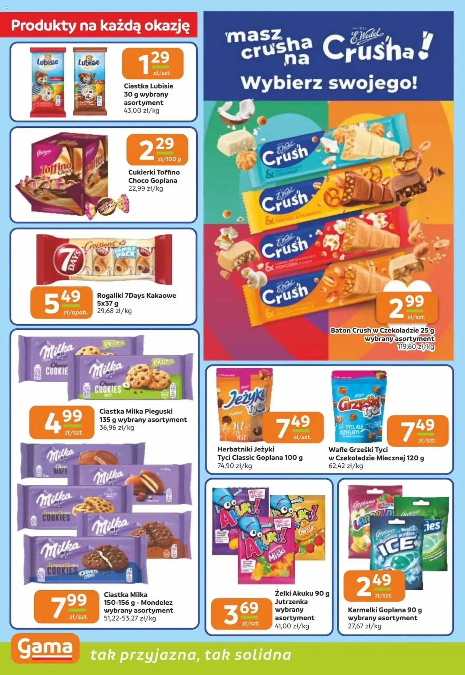 Gama gazetka od 07.05.2026 | Strona: 4 | Produkty: Cukierki toffino, Herbatniki, Żelki, Popcorn