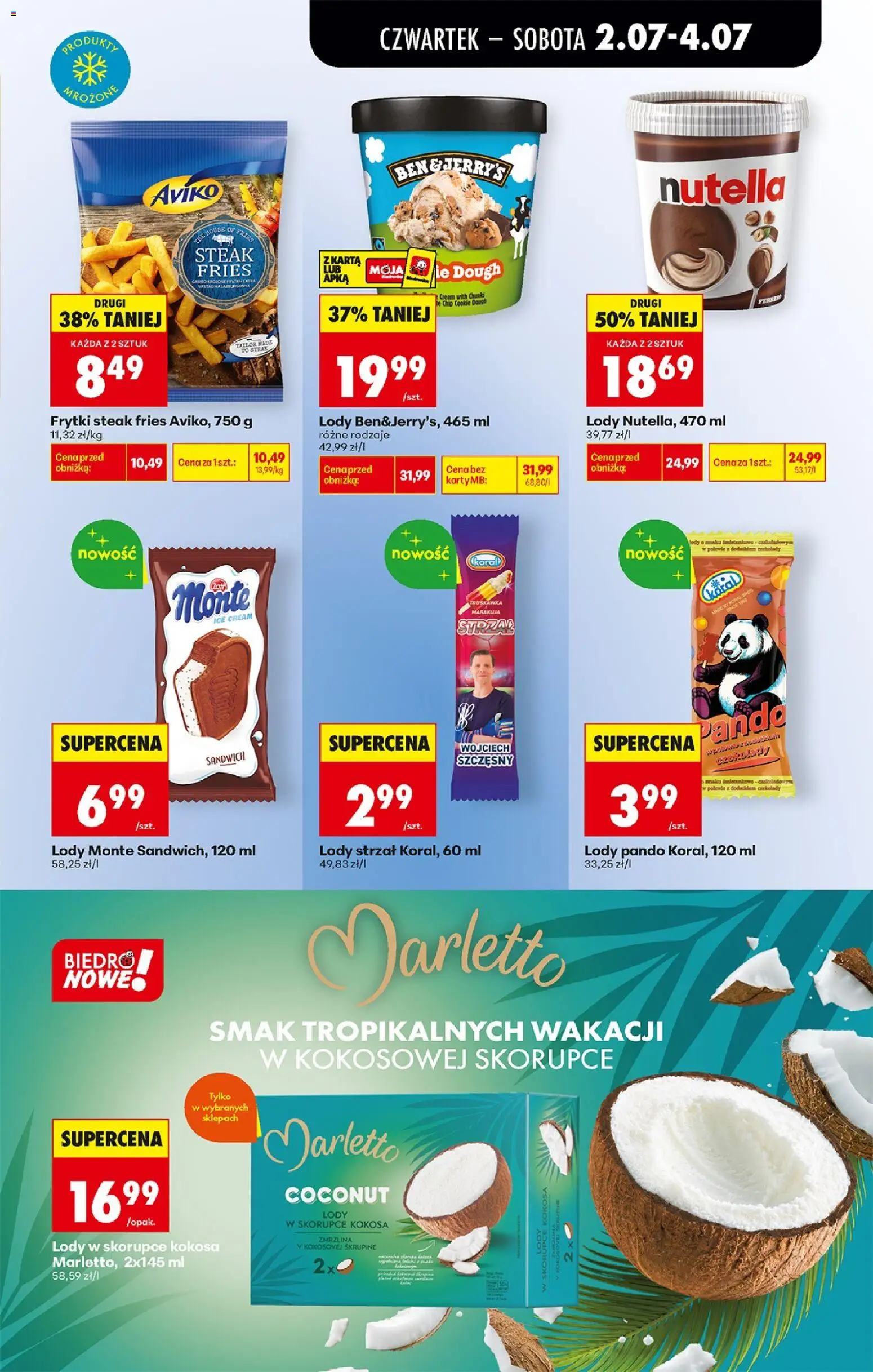 Biedronka gazetka od czwartku od 02.07.2026 | Strona: 51 | Produkty: Karta, Sandwich, Frytki, Lody