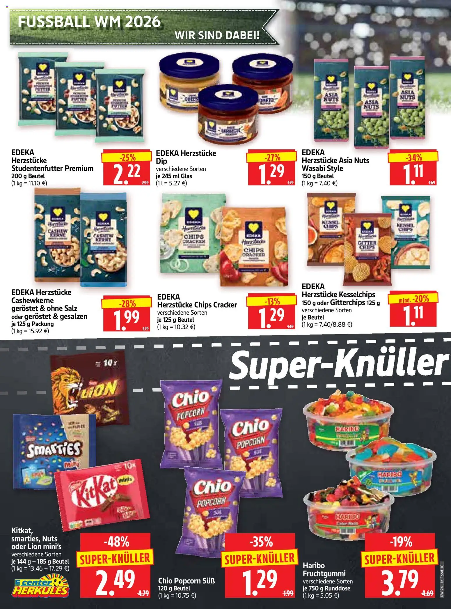 HERKULES Prospekt – gültig ab 08.06.2026 | Seite: 10 | Produkte: Haribo, Smarties, Fußball, Chips