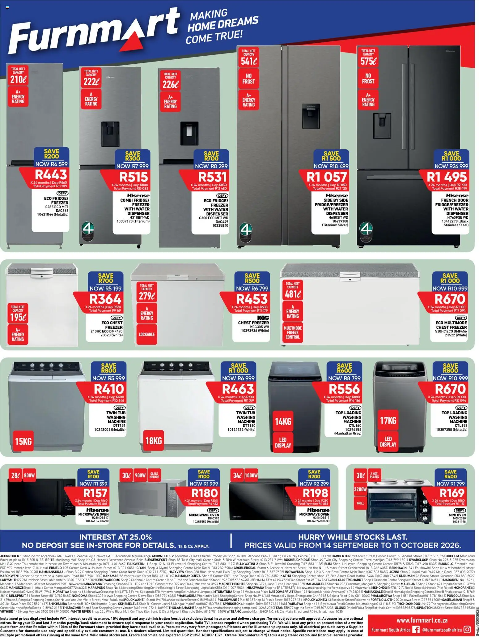 New Furnmart catalogue – valid from 14/09/2026 | Page: 8 | Products: Case, Washing machine, Microwave, Water