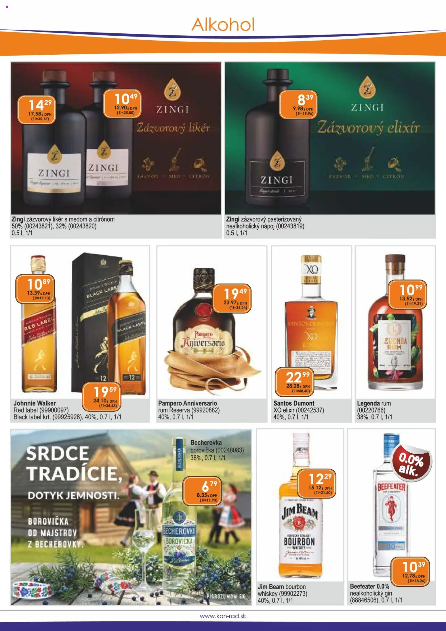 Nové KON - RAD akcie – leták je platný od 01.06.2026 | Strana: 13 | Produkty: Beefeater, Gin, Med, Rum