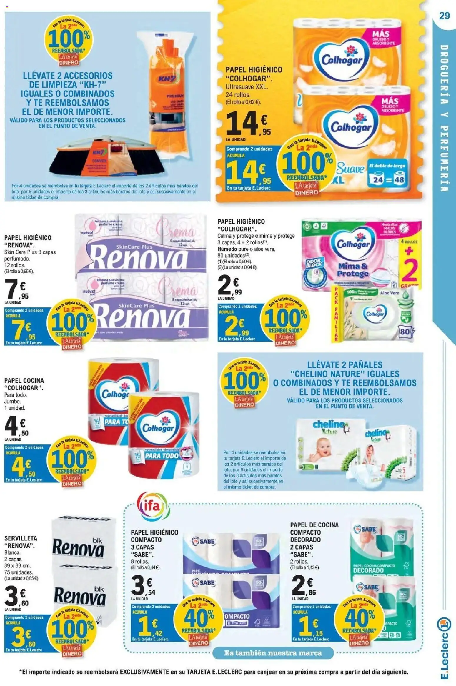 E.Leclerc Megames 1 │ válido desde el 23/09/2026 | Página: 29 | Productos: Papel higienico, Té, Cocina, Pañales