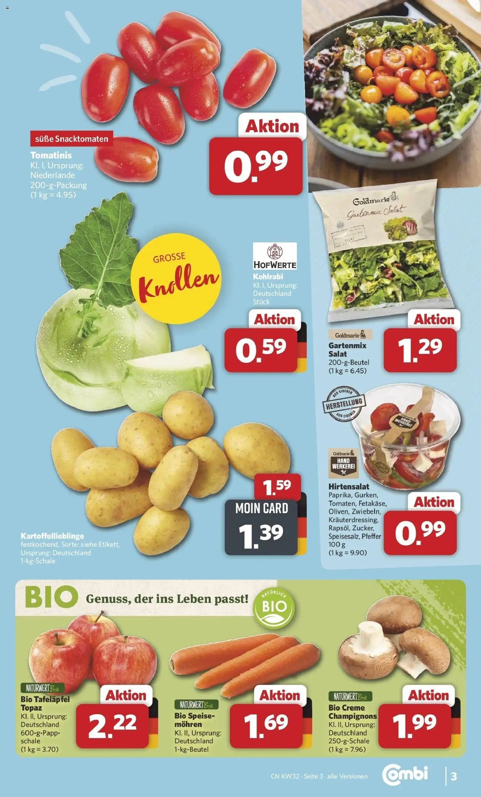 Combi Prospekt Borchen (ab 03.08.2026) zum Blättern | Seite: 3 | Produkte: Kohlrabi, Creme, Pfeffer, Salat