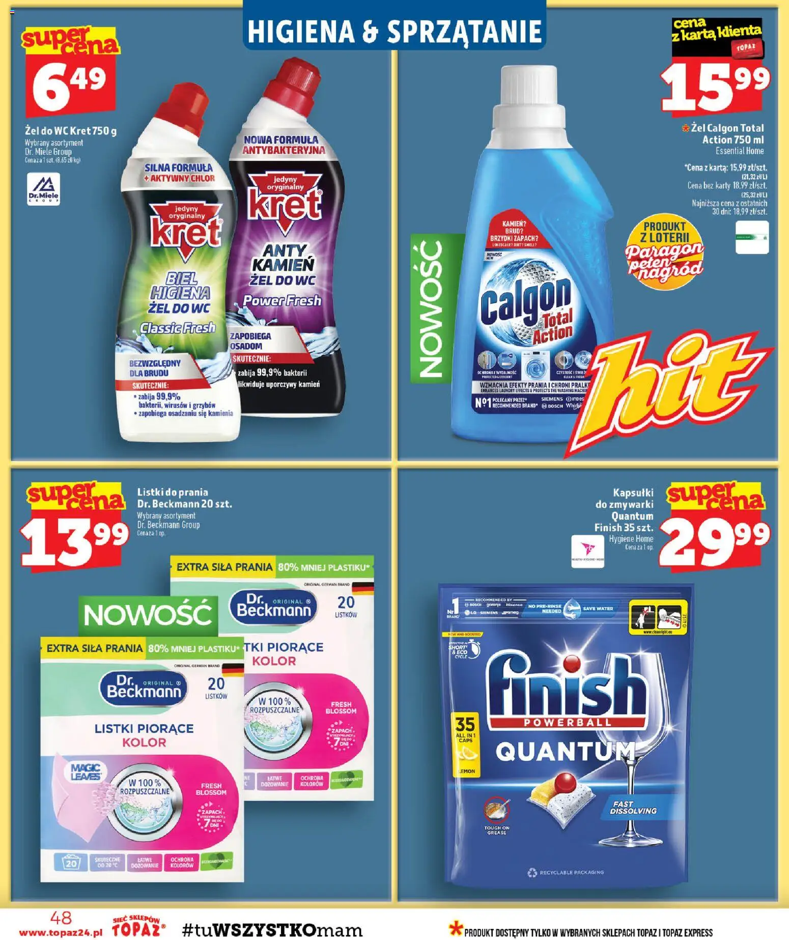 Topaz gazetka - MAZ od 24.09.2026 | Strona: 48 | Produkty: Karta, Kapsułki, Żel do WC, Finish