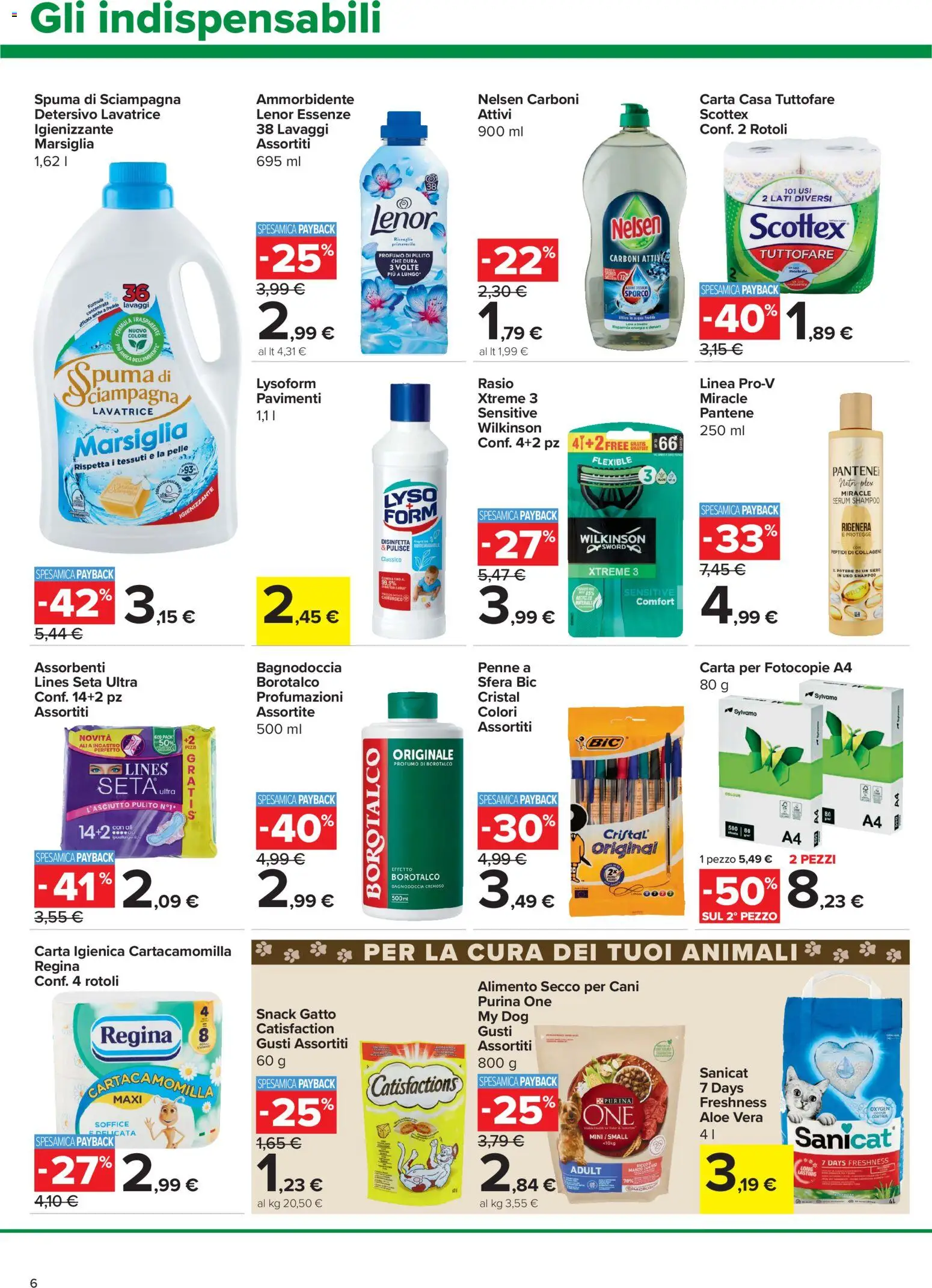 Volantino Carrefour del 10/09/2026 | Pagina: 6 | Prodotti: Carta igienica, Ammorbidente, Aloe vera, Penne