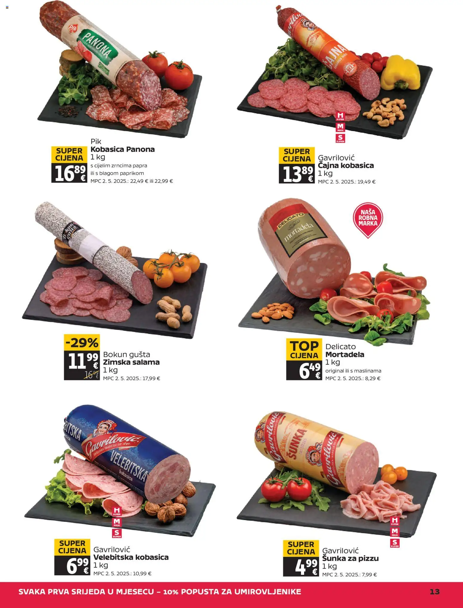 Tommy katalog | vrijedi od 28.05.2026 | Stranica: 13 | Proizvodi: Salama, Šunka, Mortadela, Kobasica