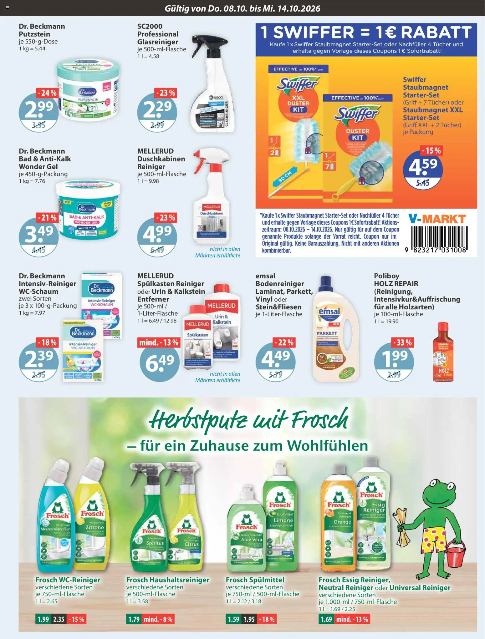 V-Markt Angebote – gültig ab 08.10.2026 | Seite: 13 | Produkte: Essig, Bad, Zitrone, Swiffer